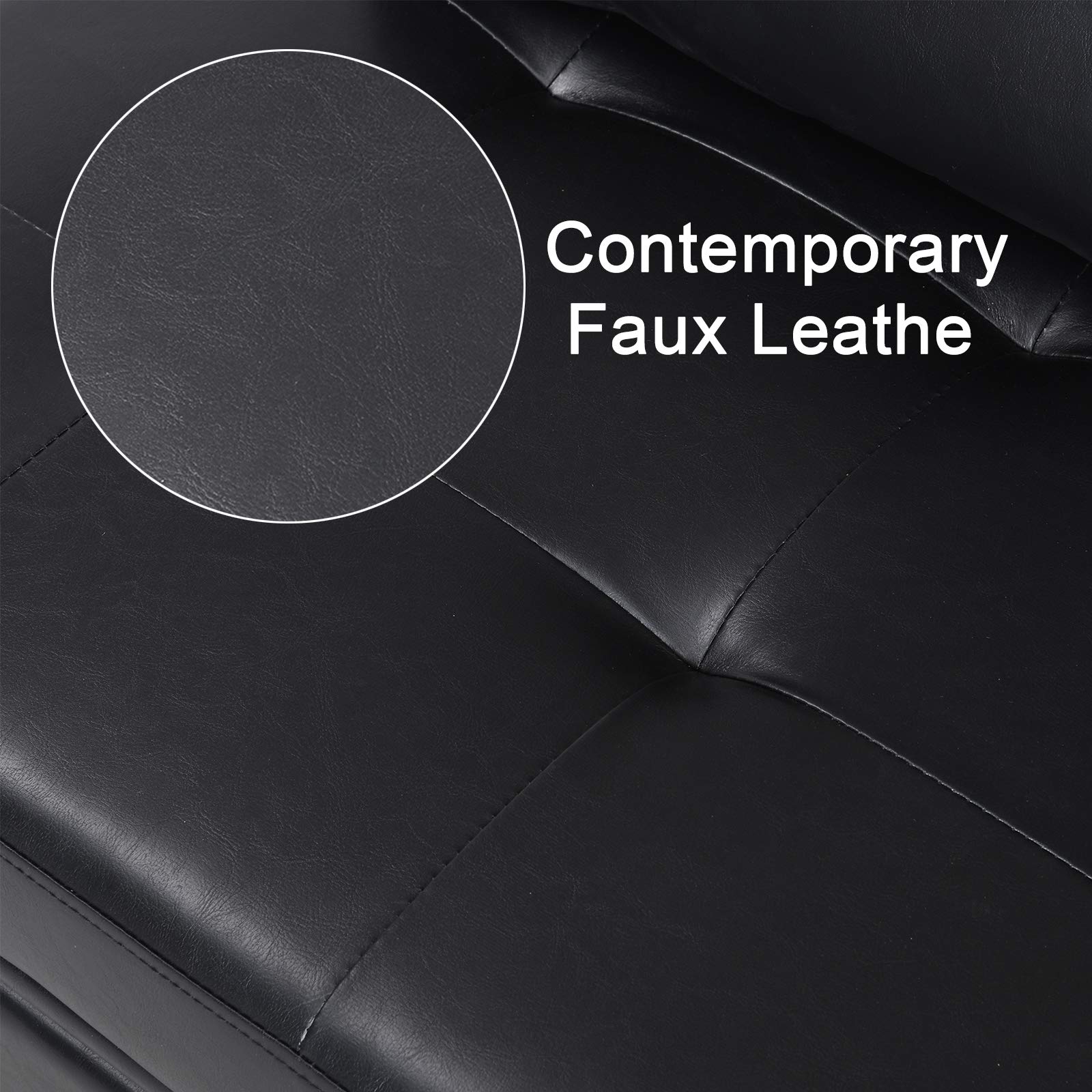 4-in-1 Convertible Faux Leather Sofa Bed - Foldable Ottoman Sleeper with Pillow for Small Spaces | Multi-Functional Recliner Chair for Living Room, Apartment & Guest Room (Space Saving Furniture Solution)