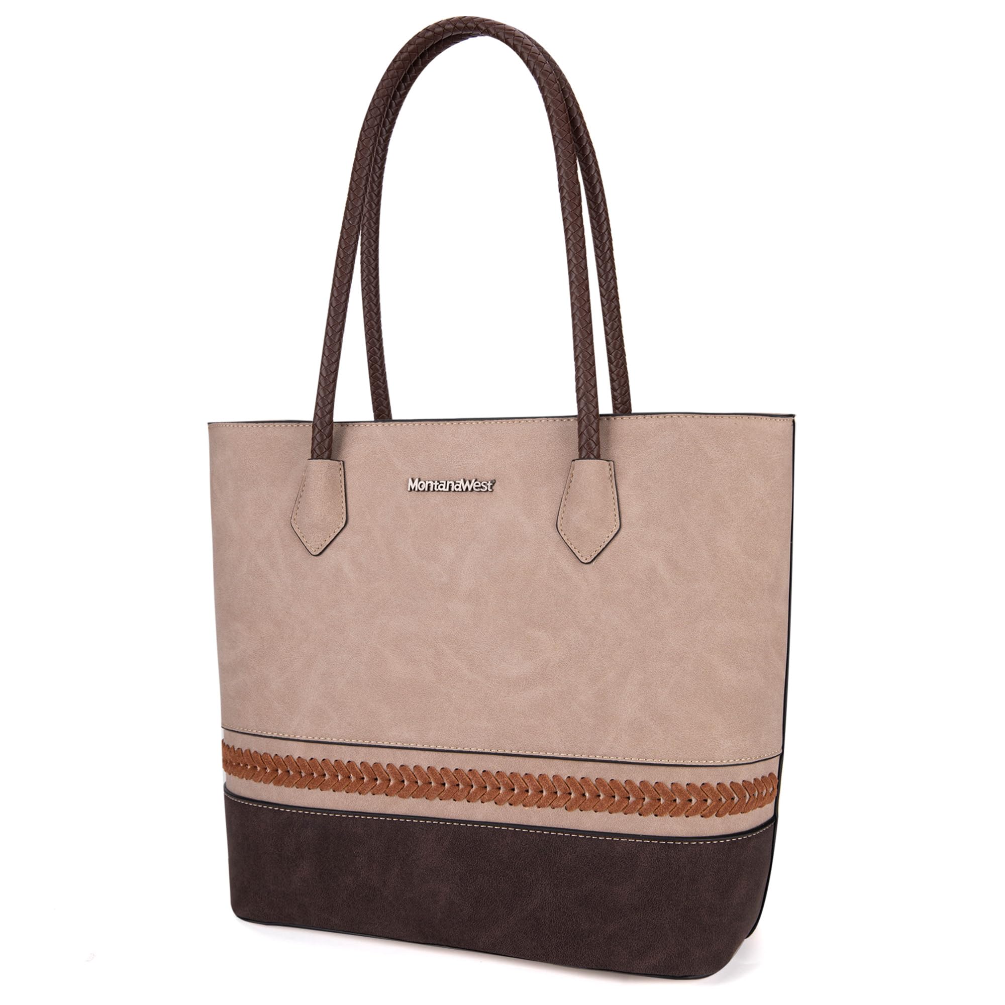 Montana West Woven Tote Bag for Women - Medium Purse with Concealed Carry Zipper Pocket | Stylish & Durable Handbag for Work, Travel & Everyday Use