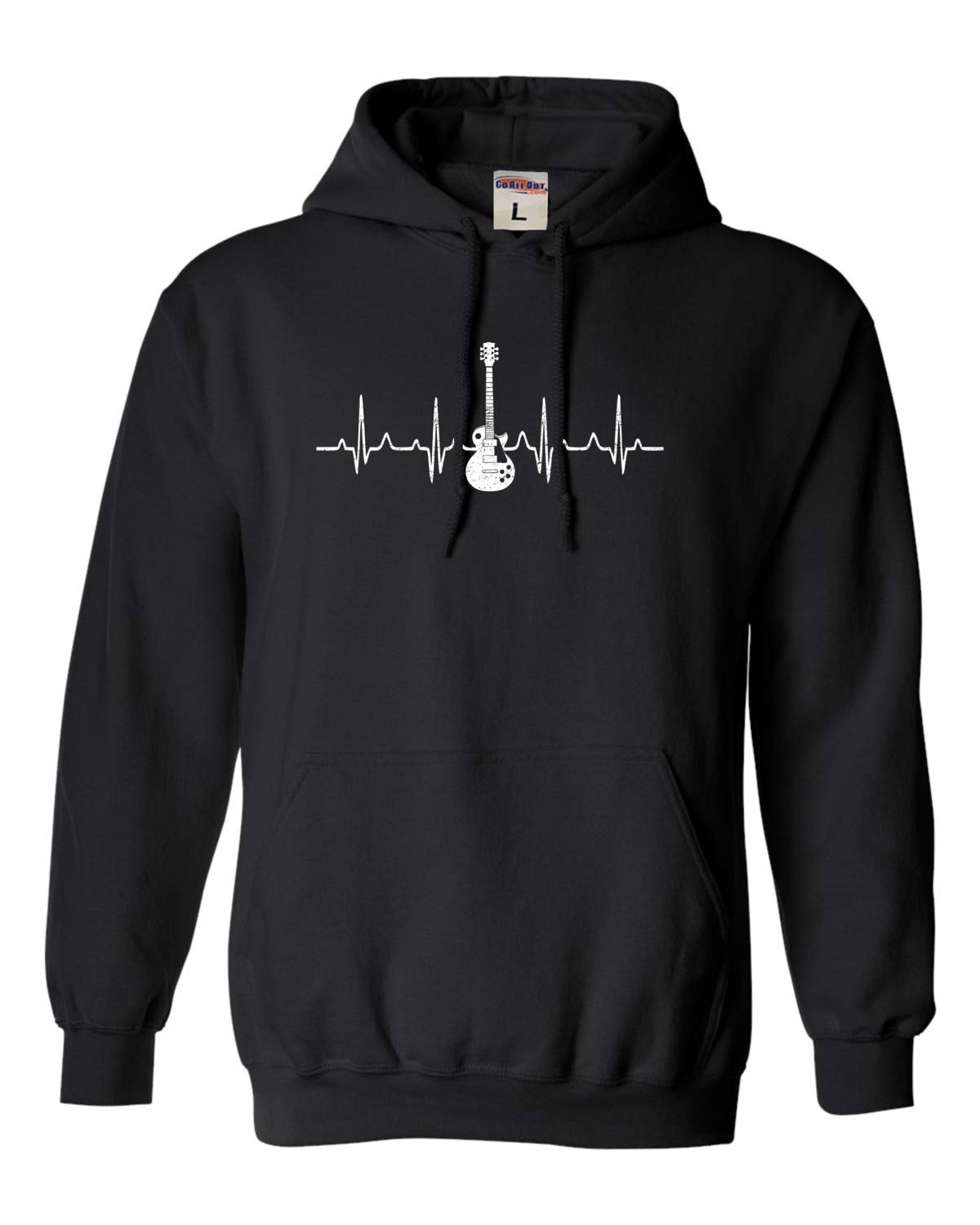 Go All Out Electric Guitar Heartbeat Unisex Sweatshirt Hoodie - Perfect for Concerts, Gifts & Casual Wear
