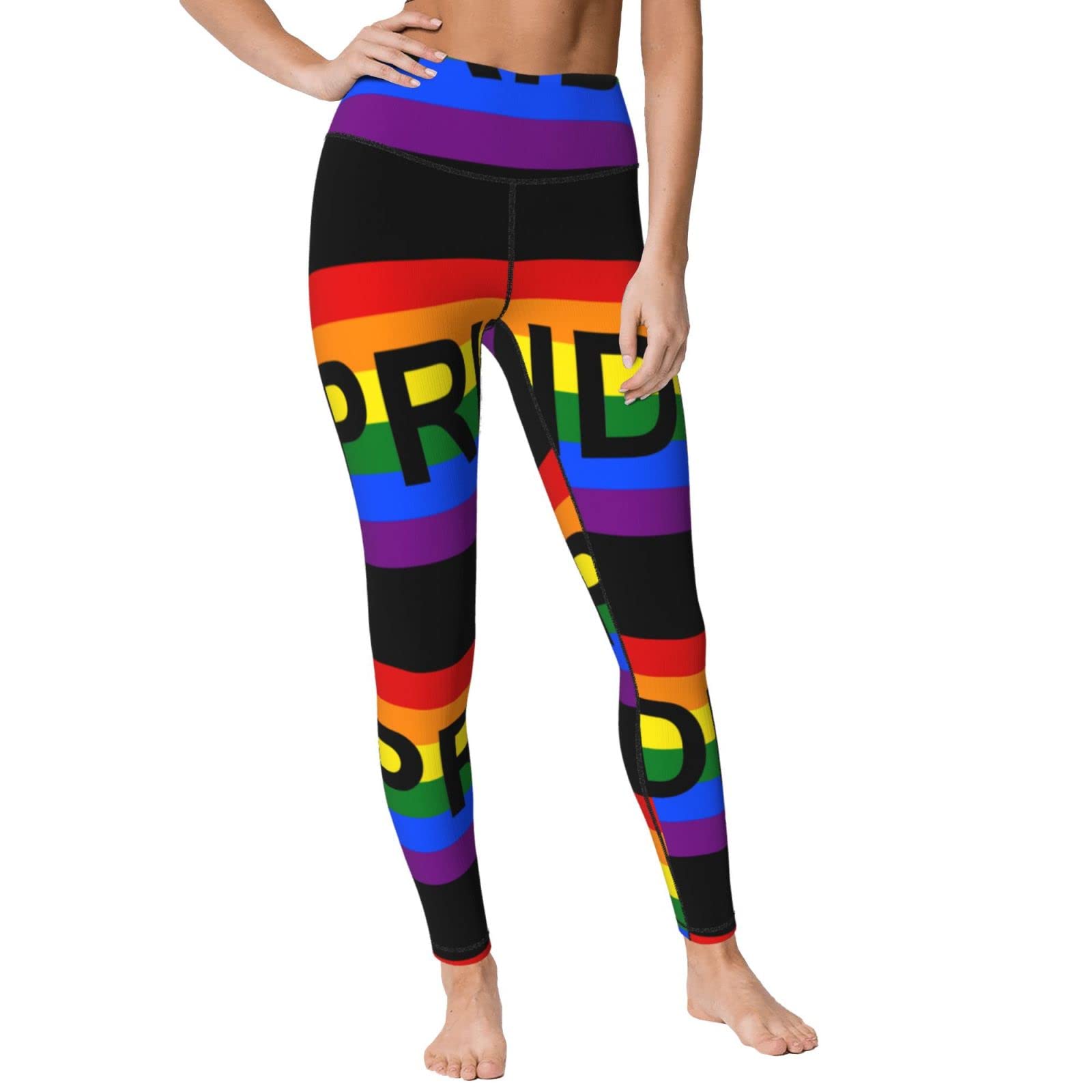 LGBTQ+ Pride Women's High Waist Yoga Pants - Gay Pride Capri Leggings for Workout & Running - Rainbow Skinny Tights for Gym, Yoga & Casual Wear