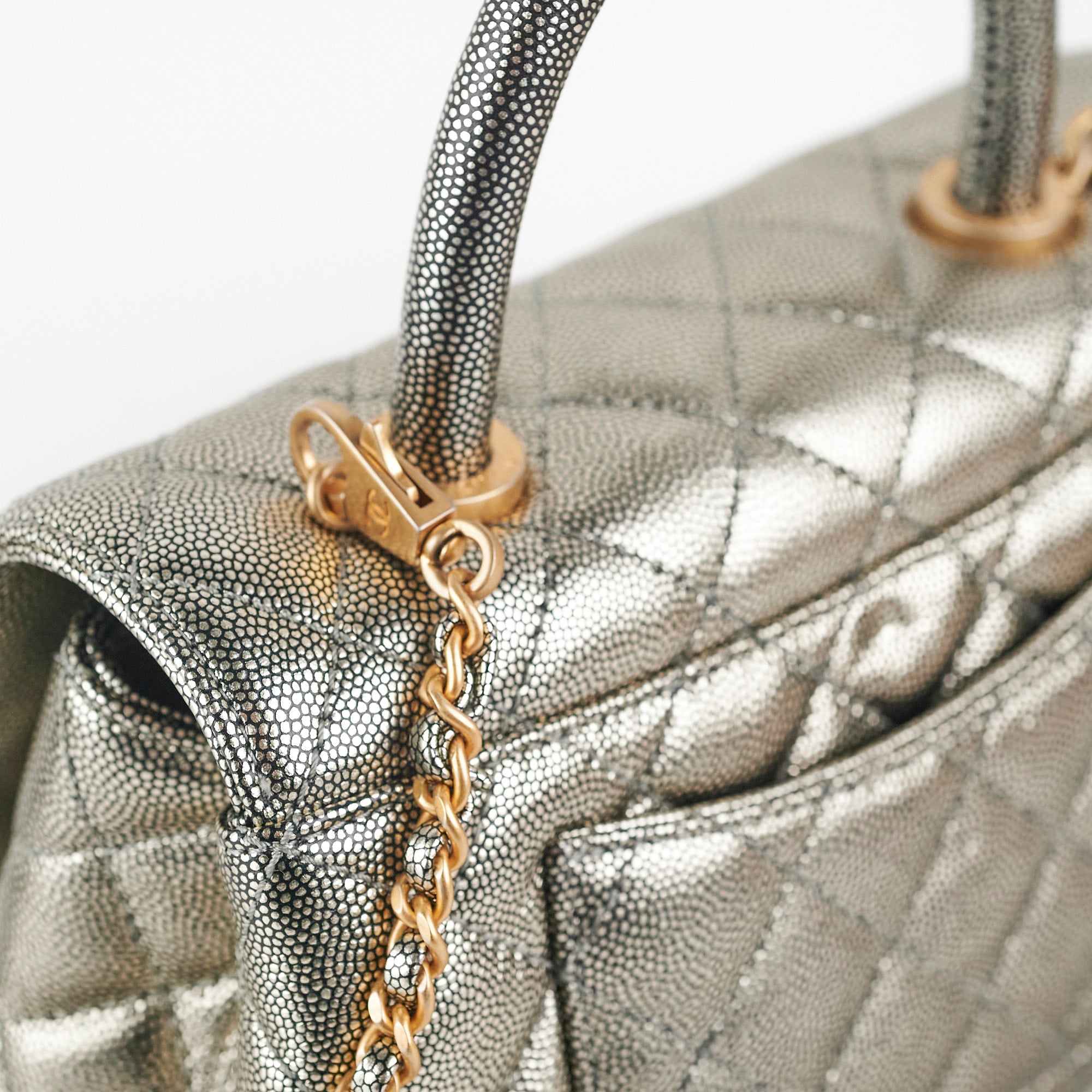 Chanel Small Coco Handle Bag in Metallic Silver - 28 Series Luxury Crossbody Purse for Women | Perfect for Evening Events, Parties & Special Occasions