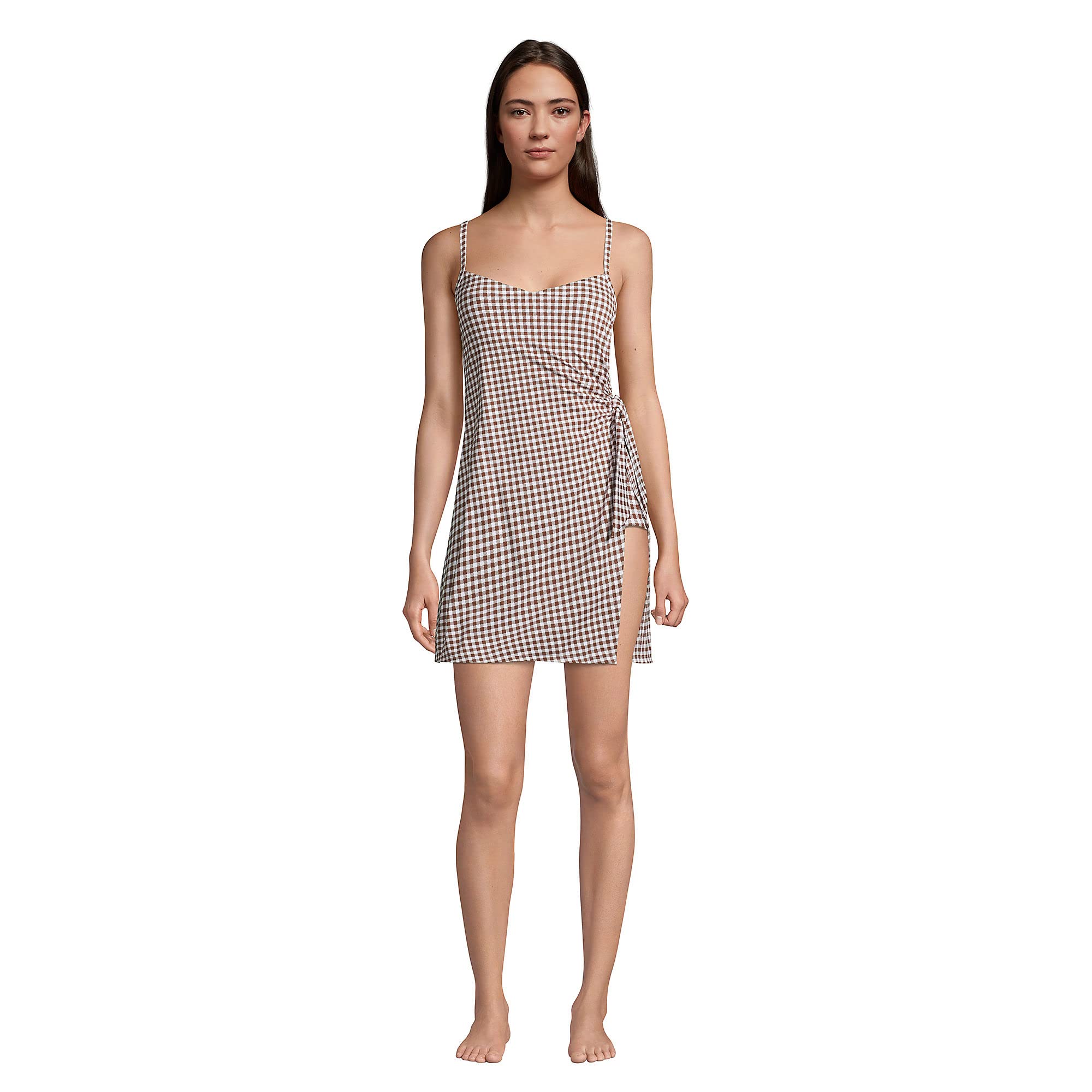 Lands' End Women's Chlorine Resistant Sweetheart Neckline Swim Dress One Piece Swimsuit with Adjustable Straps - Perfect for Beach, Pool & Water Aerobics