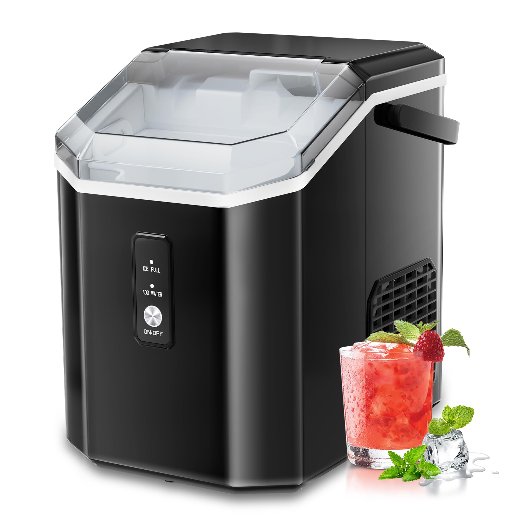 NicBex Countertop Nugget Ice Maker - 34Lbs/24H Self-Cleaning Portable Ice Machine with One-Button Operation for Home, Kitchen, Bar, Office & Parties - Perfect for Cocktails, Iced Coffee & Entertaining (Black)