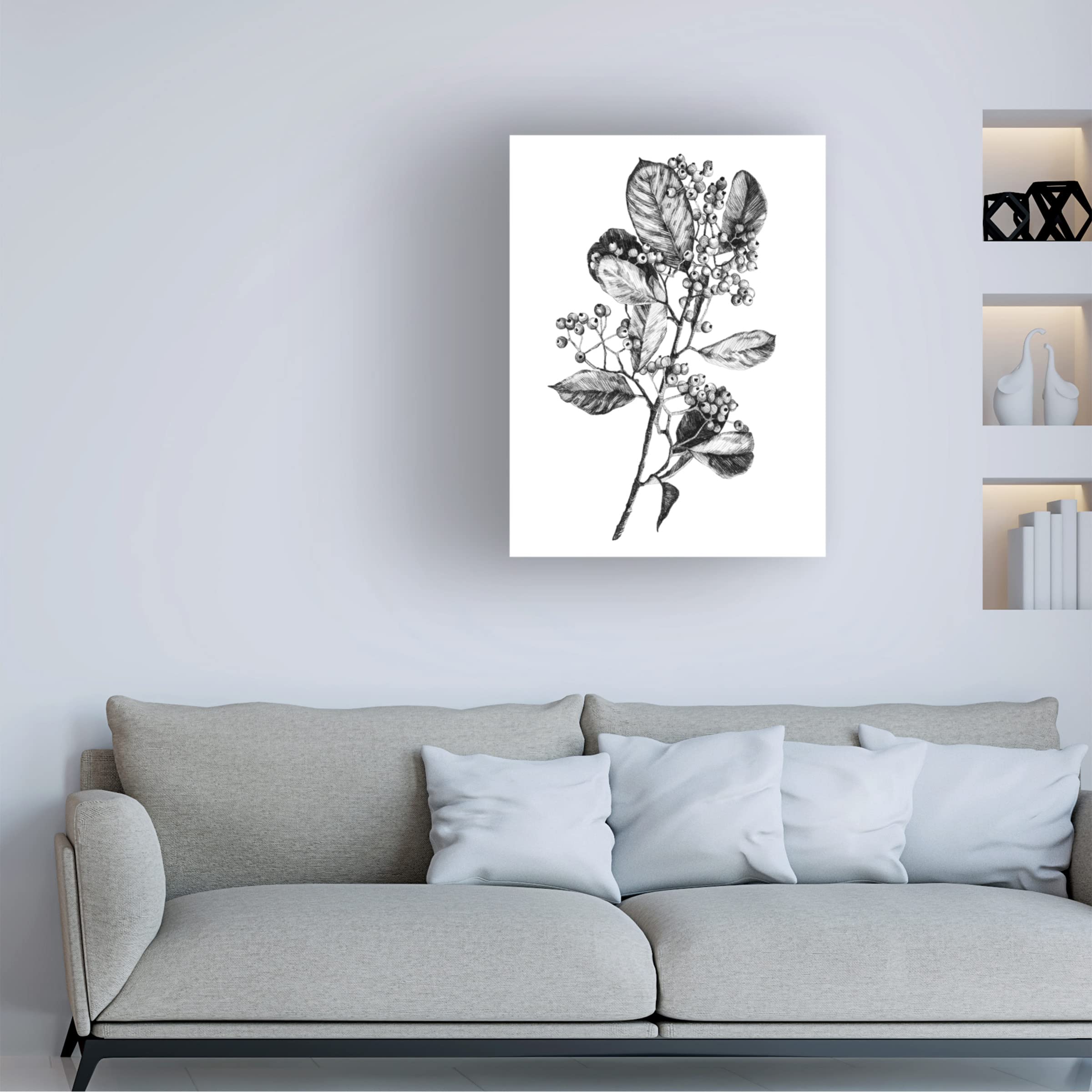 Emma Scarvey 'Hawthorn Berry Branch I' Canvas Art Print - Botanical Wall Decor for Living Room, Bedroom & Office | Trademark Fine Art
