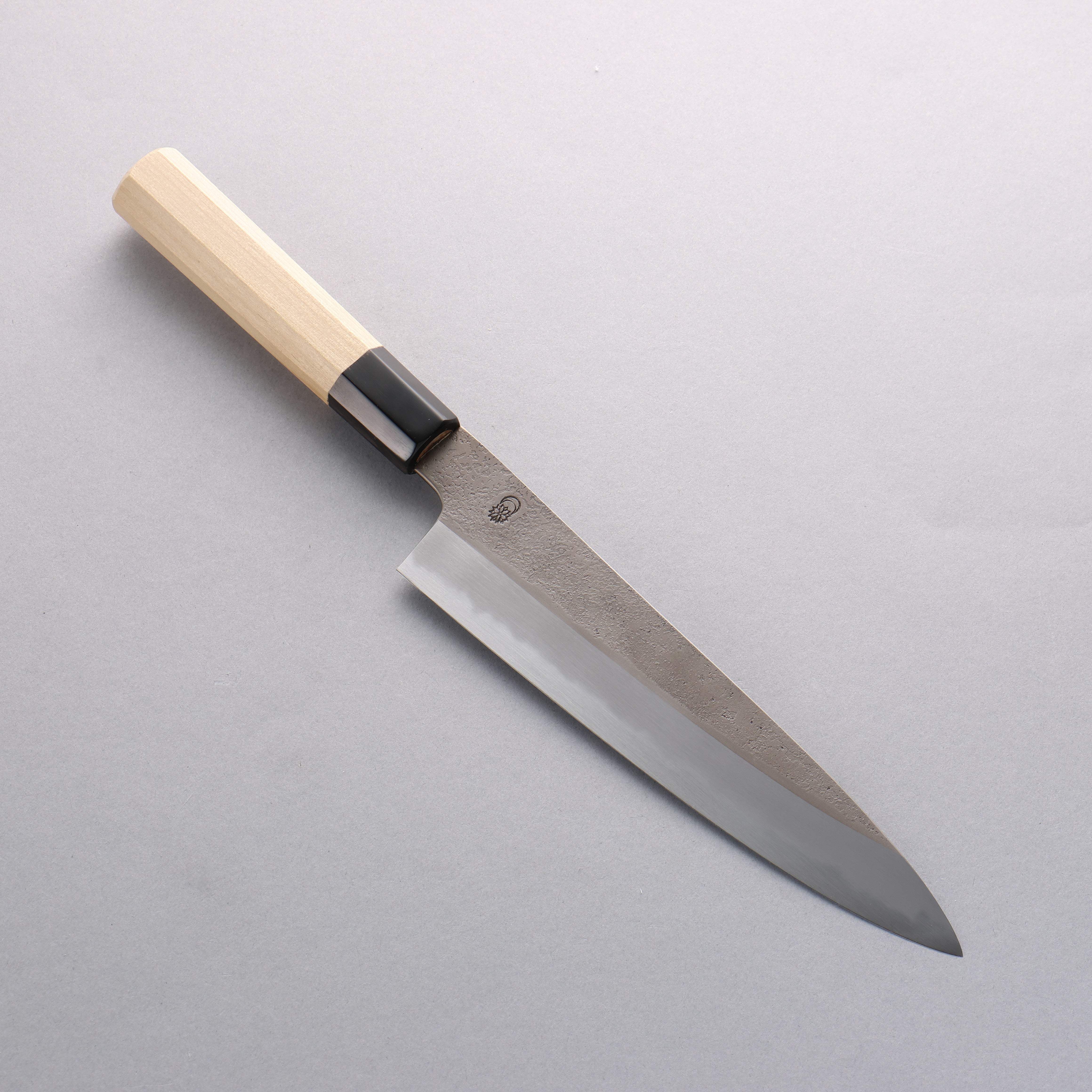 Premium Kikuzuki White Steel No.2 Nashiji Gyuto 210mm Japanese Chef Knife with Magnolia Wood Handle - Perfect for Sushi, Meat Slicing & Professional Kitchen Use