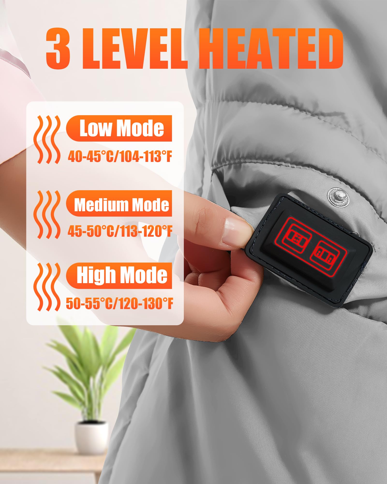 7.4V USB Electric Heated Blanket - Battery Operated Portable Wireless Heating Shawl for Outdoor Camping, Travel & Home Use