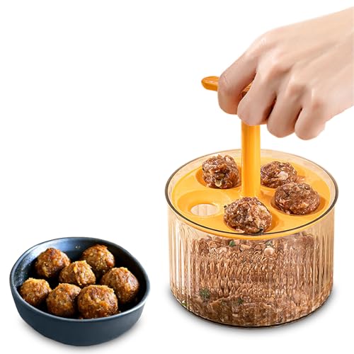 Translucent Meatball Maker Tool - 5 Balls Kitchen Mold Set for Easy DIY Meatballs (Yellow) | Perfect for Homemade Italian Dishes, Meal Prep & Family Cooking
