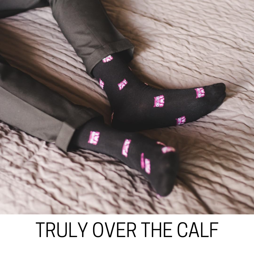 Pierre Henry Men's Over the Calf Dress Socks (9-Pack) | Colorful Funky Cotton Dress Socks for Business & Casual Wear | Perfect for Office, Parties & Formal Events