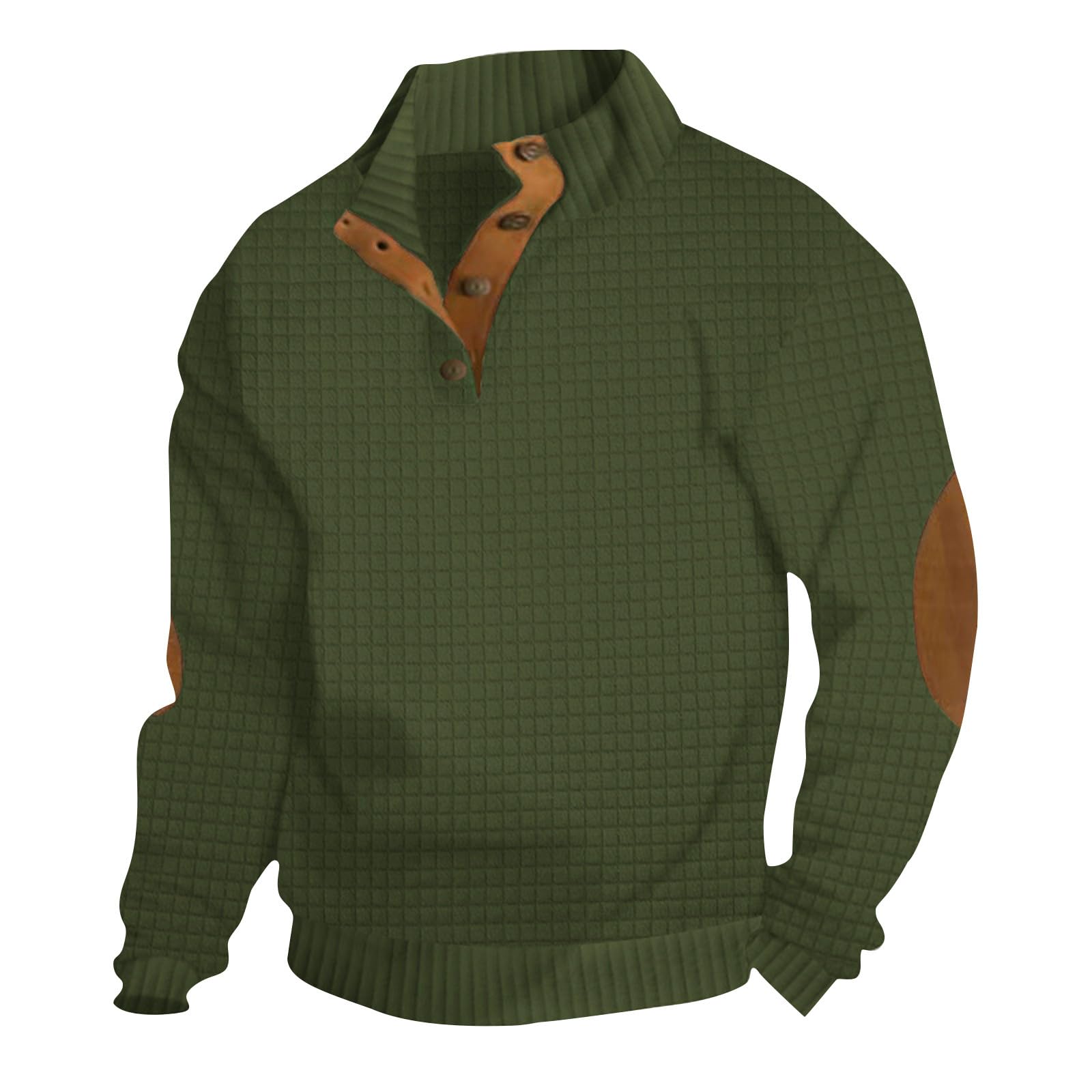 MRGIINRI Men's Corduroy Sweatshirt - Casual Pullover with Patched Elbow for Outdoor Wear