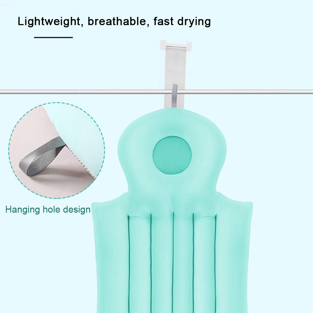 Non-Slip Foldable Full Body Bath Pillow - Soft Bathtub Cushion Pad for Head Neck Shoulder Back Support - Breathable Spa Mat for Relaxing Bath & Shower (Blue) - Perfect for Home Spa, Bubble Bath & Hydrotherapy