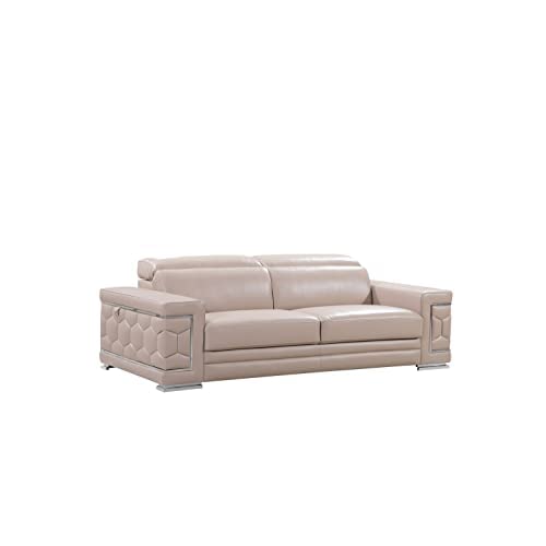 Blackjack Furniture Usry Italian Leather Upholstered Loveseat - Premium Beige Sofa for Living Room & Den | Comfortable Small Couch for Apartments, Reading Nooks & Cozy Spaces
