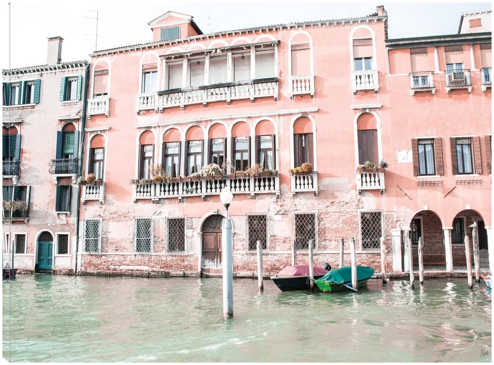 Premium Fine Art Canvas Print - Stunning Canal Building Wall Decor by Artist Nan - Ready to Hang 46