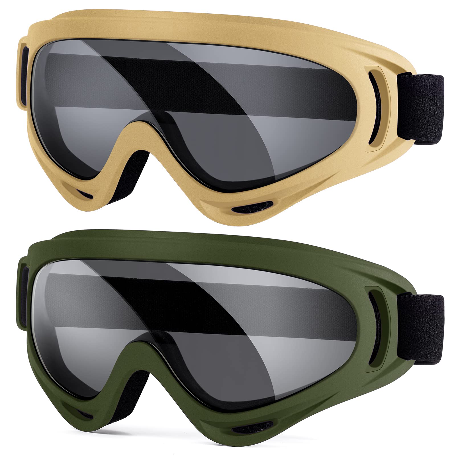 Airsoft Tactical Goggles 2-Pack - Military Grade Anti-Fog Shooting Glasses for Outdoor Sports & Tactical Training | Perfect for Airsoft, Paintball, Hunting & Range Shooting