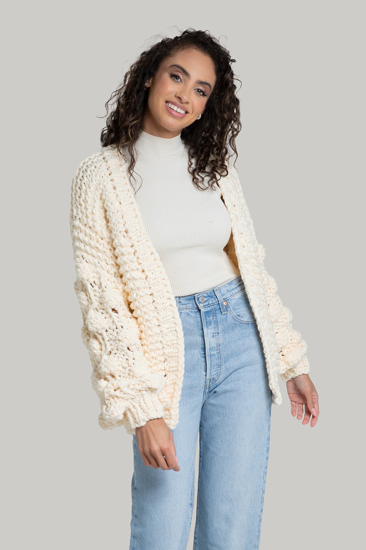 Stylish Knit Cardigan with Bauble Sleeves - Cozy Winter Sweater for Women | Perfect for Office, Date Night & Casual Outfits