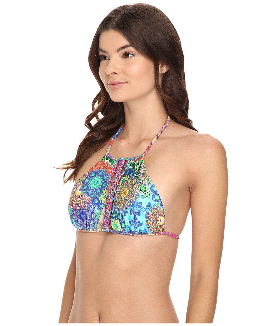 Sunburst Strings to Braid Halter Top - Women's Fashion Crochet Bikini Top - M/Multicolor - Perfect for Beach, Pool, and Summer Vacations
