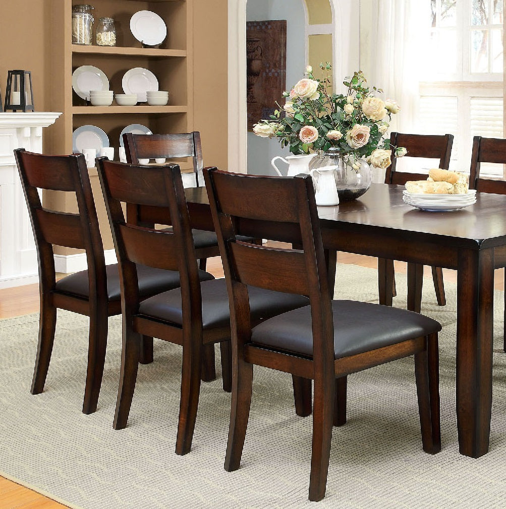Dark Cherry Finish Solid Wood Transitional Style Kitchen Dining Chairs Set of 2 - Bold & Sturdy Design with Padded Leatherette Seats - Perfect for Dining Room, Kitchen Island, or Breakfast Nook