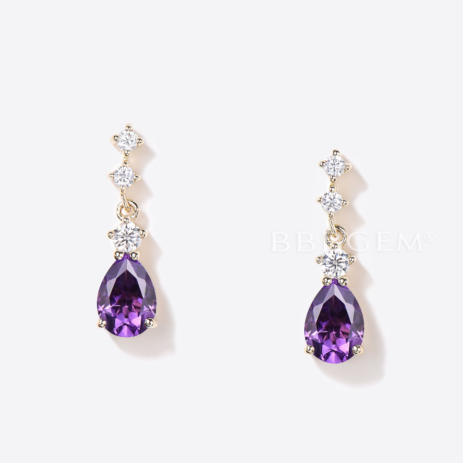 Natural Amethyst Drop Earrings for Women - Minimalist Dangle Earrings for Daily Wear, Gift Giving & Special Occasions