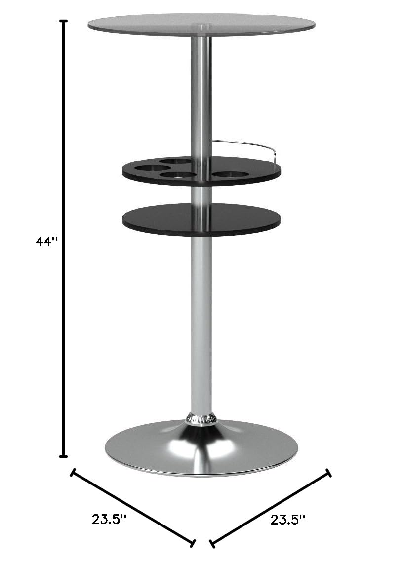 Black Coaster Furniture Bar Table with Tempered Glass Top & Storage Shelf - Perfect for Home Bars, Kitchen Islands, and Small Space Dining (Model 120715)