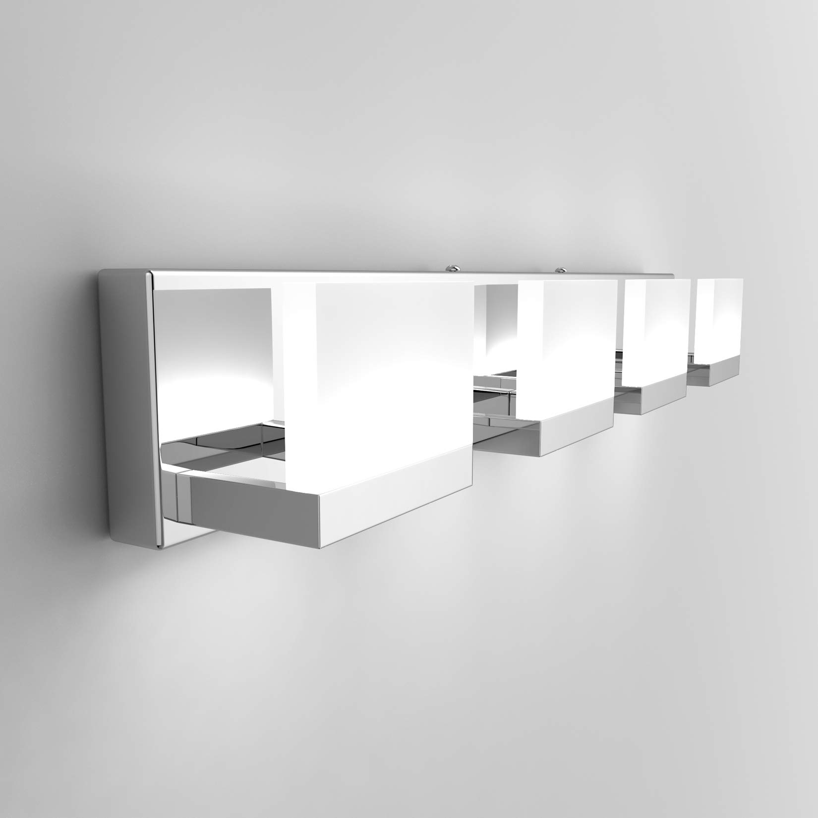 Tipace 4-Light LED Modern Vanity Light - Chrome Bathroom Lighting Fixture with Up/Down Lighting - Perfect for Bathroom Wall Mount Over Mirror (White Light 6000K) - Ideal for Modern Home Bathrooms, Powder Rooms & Dressing Areas