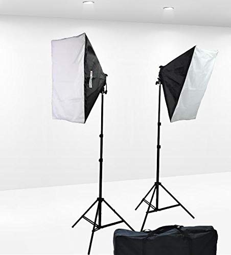 1600W Professional Softbox Lighting Kit with 2 Softboxes, 8 x 45W Fluorescent Bulbs & 2 Light Stands - Fancierstudio 9004S - Perfect for YouTube Videos, Photography Studio, and Product Photography