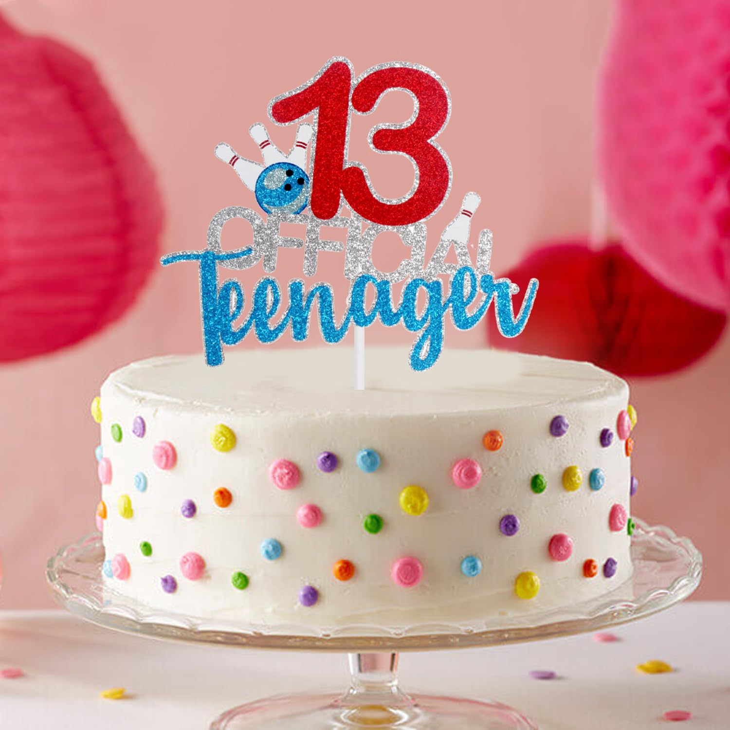 13th Birthday Bowling Cake Topper - Glitter Sports Party Decor for Boys - Teen Bowling Alley Game Day Celebration - Perfect for Birthday Cakes, Cupcakes & Party Decorations