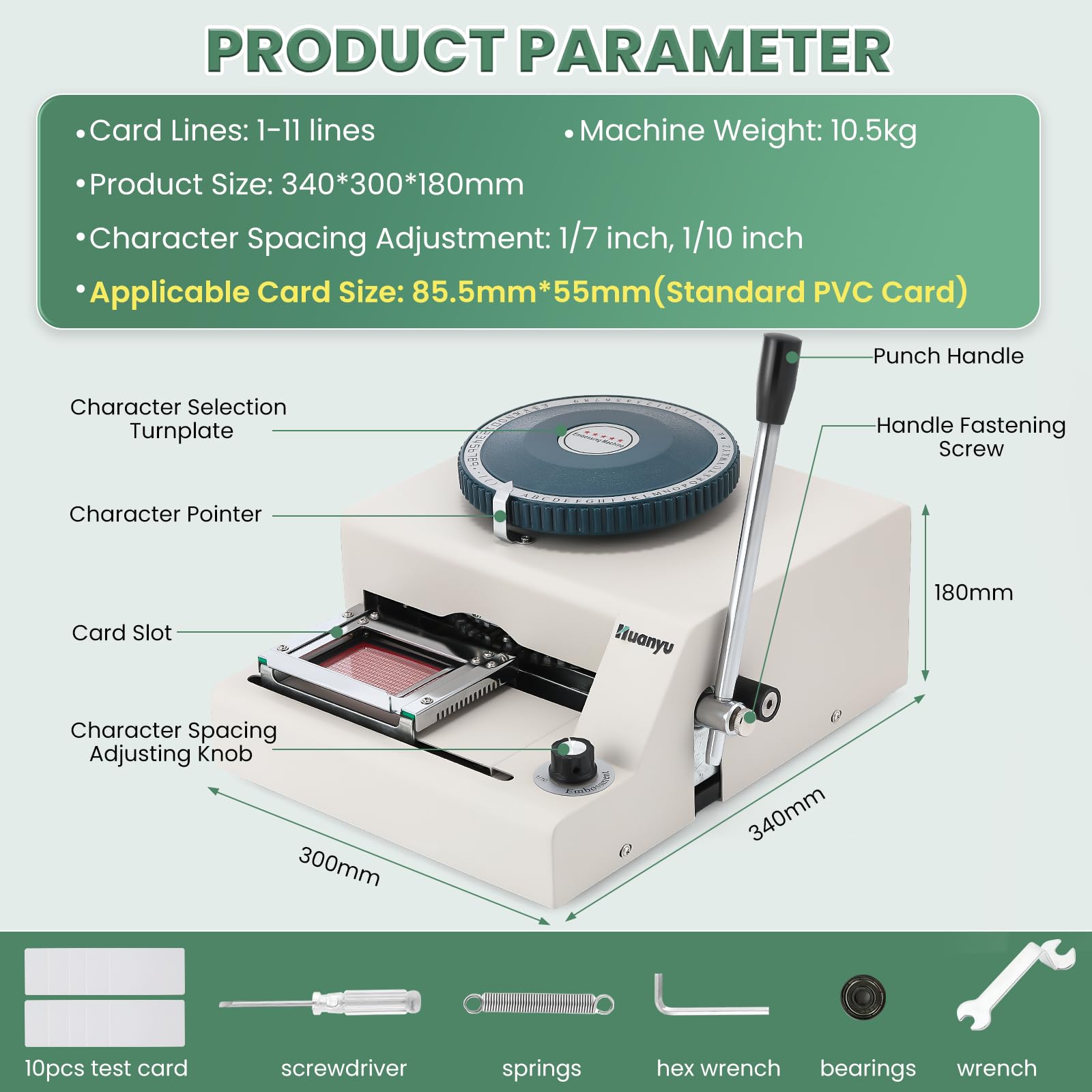 Huanyu PVC Card Embosser - Manual Embossing Machine for Credit Cards, ID, VIP & Gift Cards - 68 Characters Capacity - Letterpress Stamping Printer for Professional Use - Perfect for Offices, Banks, and Retail Stores