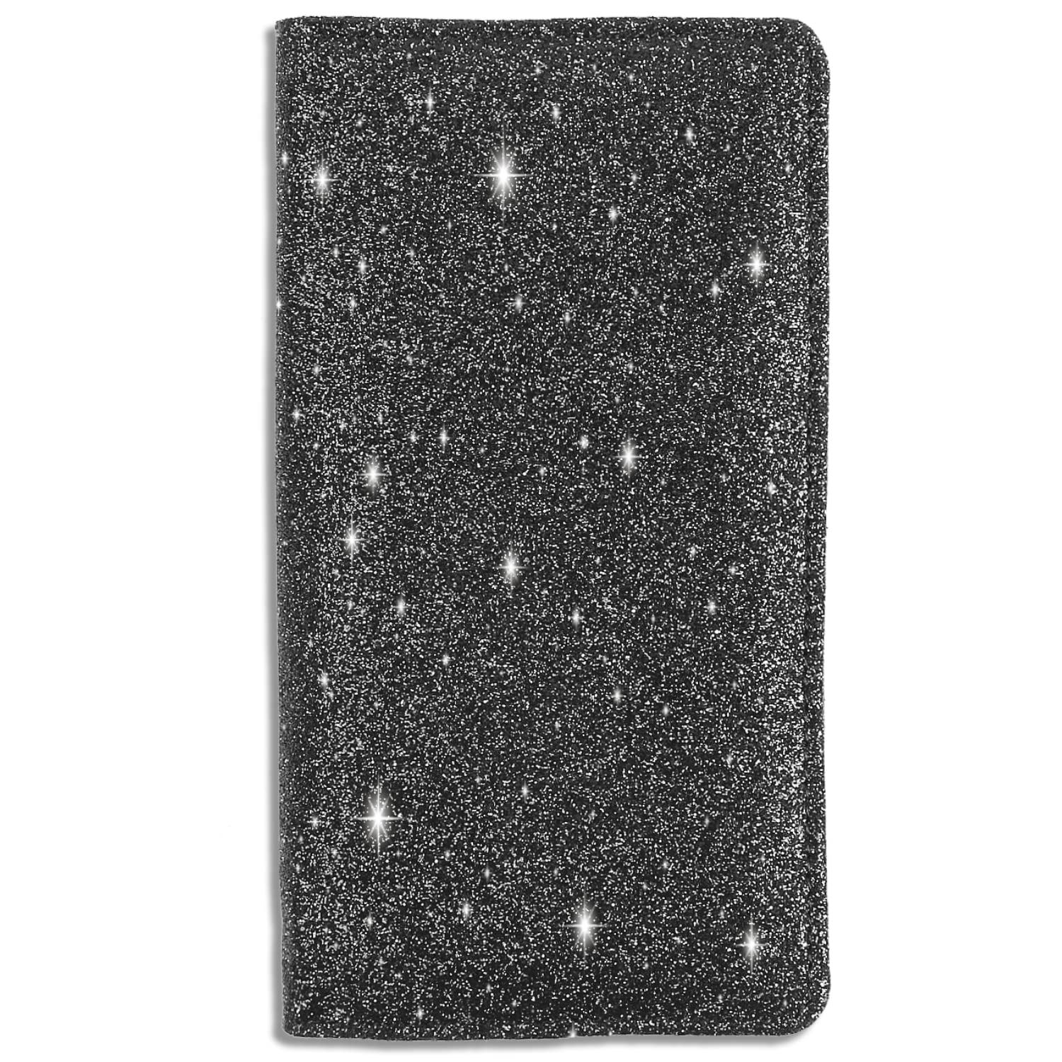 Sanlykate RFID Blocking PU Leather Glitter Checkbook Cover for Women & Girls - Standard Checkbook Case with Pen Holder & Free Divider, Black | Perfect for Everyday Banking, Bill Payments & Financial Organization