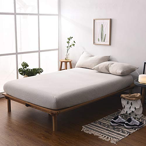 100% Cotton Jersey Knit Fitted Sheet Set - King Size with 2 Pillowcases (Light Coffee) | Soft Breathable Bedding for Master Bedroom & Guest Room