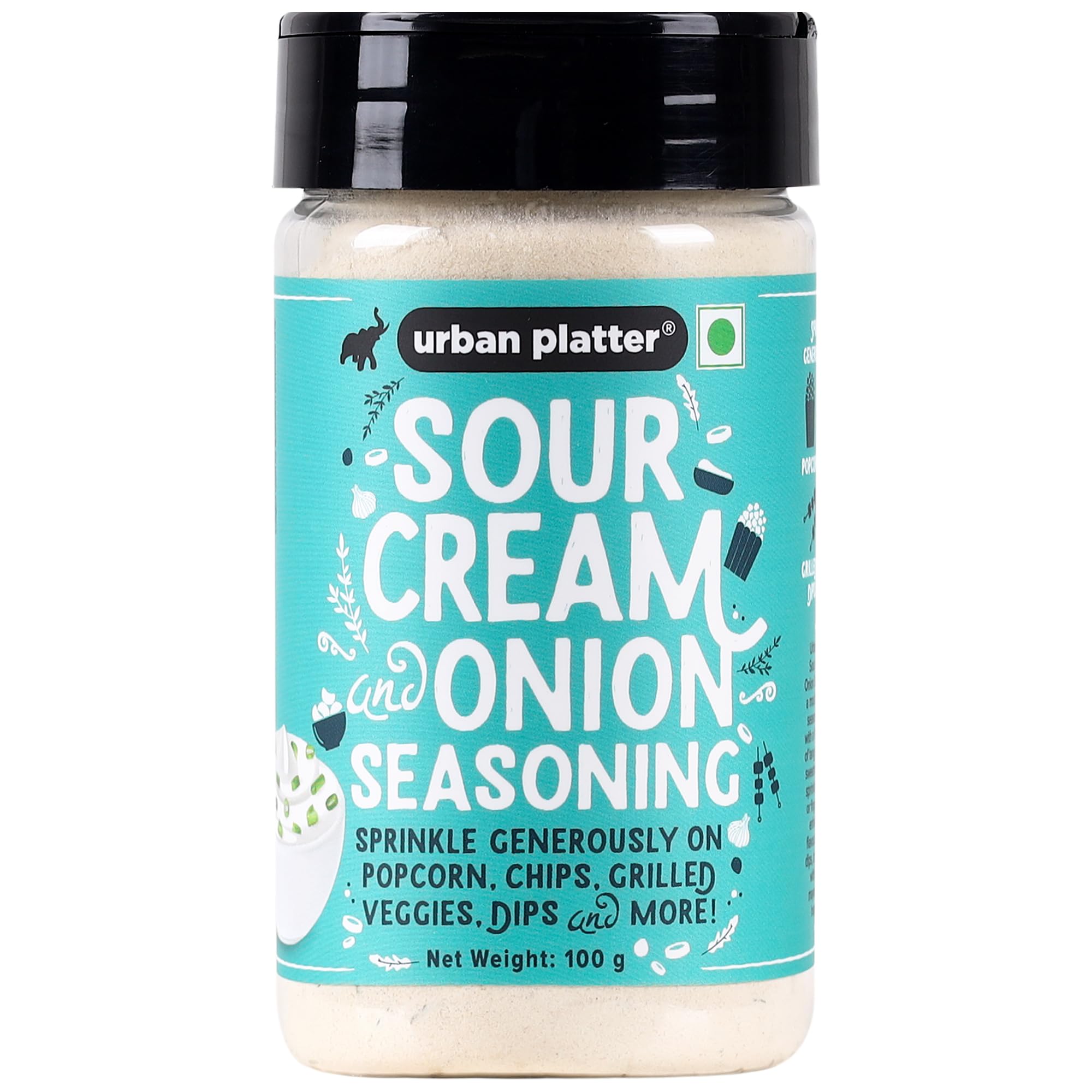 Urban Platter Sour Cream & Onion Seasoning - Dairy-Free, Vegan-Friendly, 100g | Perfect for Popcorn, Pasta, Fries, Chips & Snacks | Gluten-Free & All-Natural Flavor Enhancer | Great for Movie Nights, Parties & Quick Meals