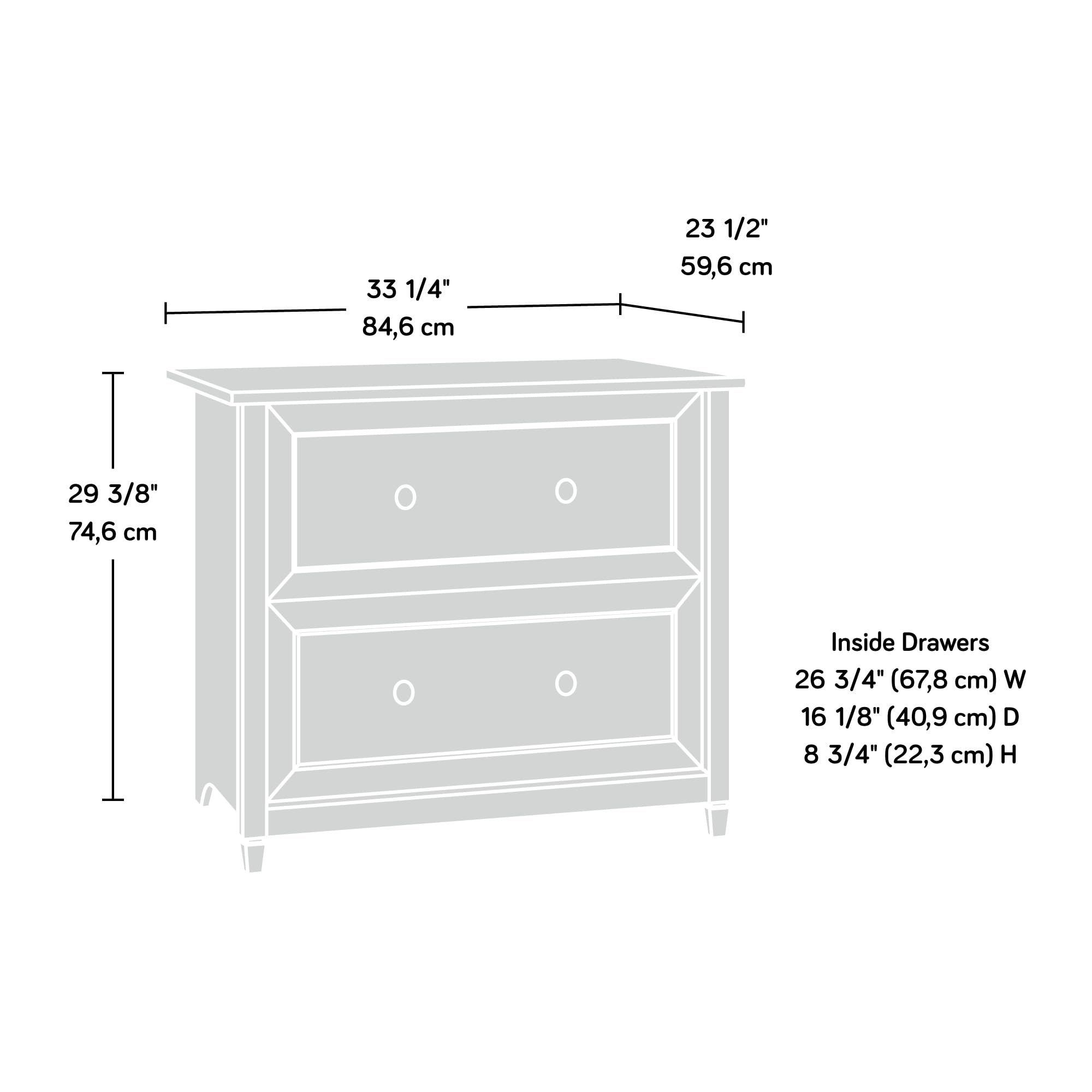 Sauder Edge Water 2-Drawer Lateral File Cabinet - Black Office Filing Cabinet with Lock for Home & Business Organization | Perfect for Documents, Folders & Office Supplies Storage