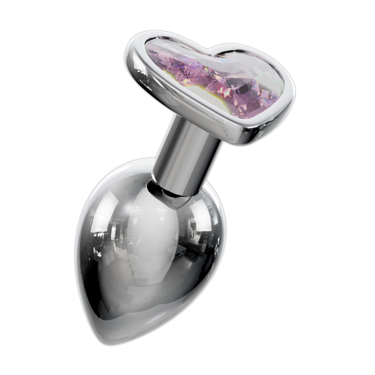 Bed Geek Stainless Steel Jeweled Anal Plug Set - 3 Sizes with Velvet Storage Bag (Heart Light Pink) | Discreet Adult Sex Toy for Couples & Solo Play