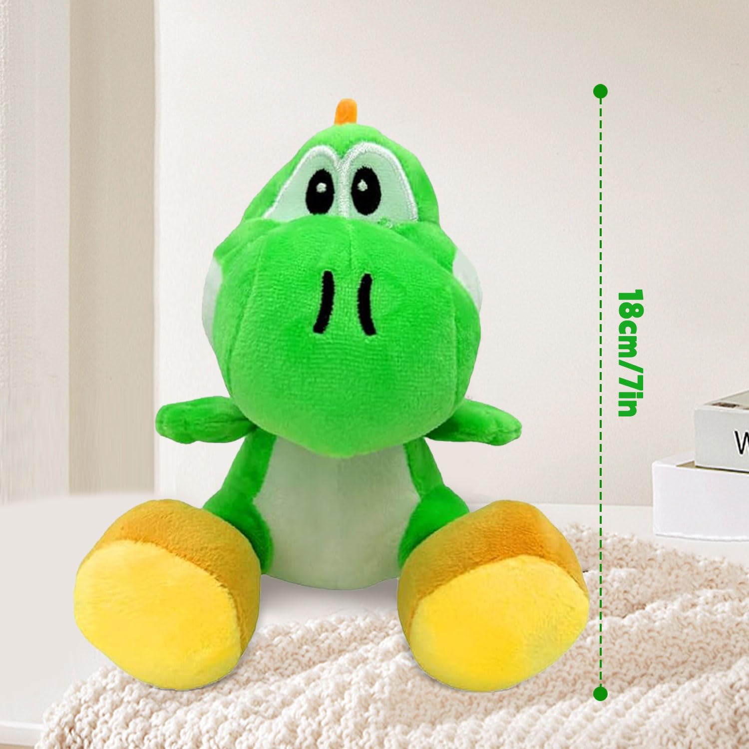 18cm Super Mario Yoshi Plush Doll - Soft Dinosaur Stuffed Animal Toy for Kids, Girls & Boys | Perfect Christmas, Birthday Party Gift for Gamers & Collectors | Great for Bedroom Decor, Cuddling & Playtime