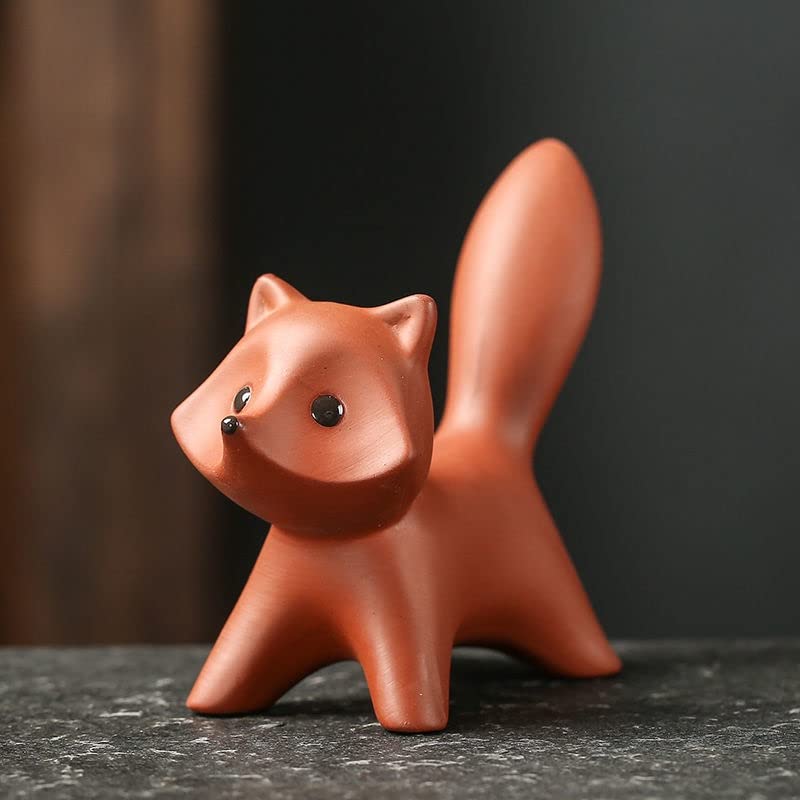 Handmade Purple Clay Fox Tea Pet for Kung Fu Tea Tray - Tea Ceremony Decoration
