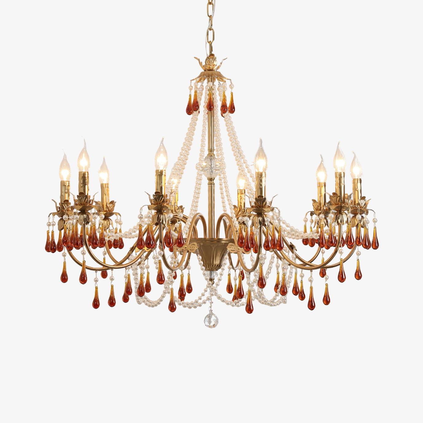 Luxury Aureate Amber Crystal Chandelier - Elegant Ceiling Light Fixture for Dining Room, Living Room & Bedroom Decor