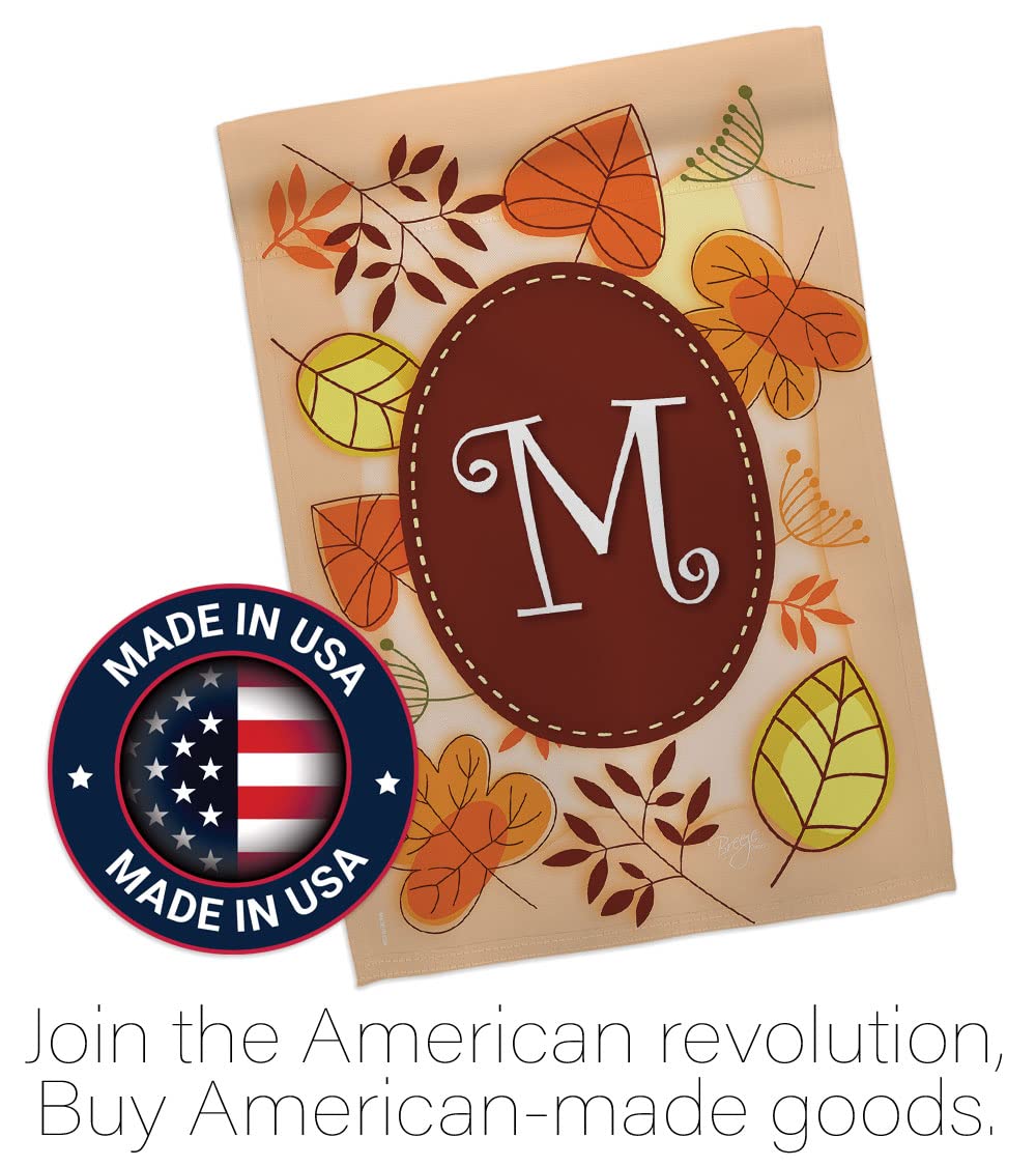 Breeze Decor M Initial Fall Harvest Vertical Kit - House & Garden Flags for Autumn Decor