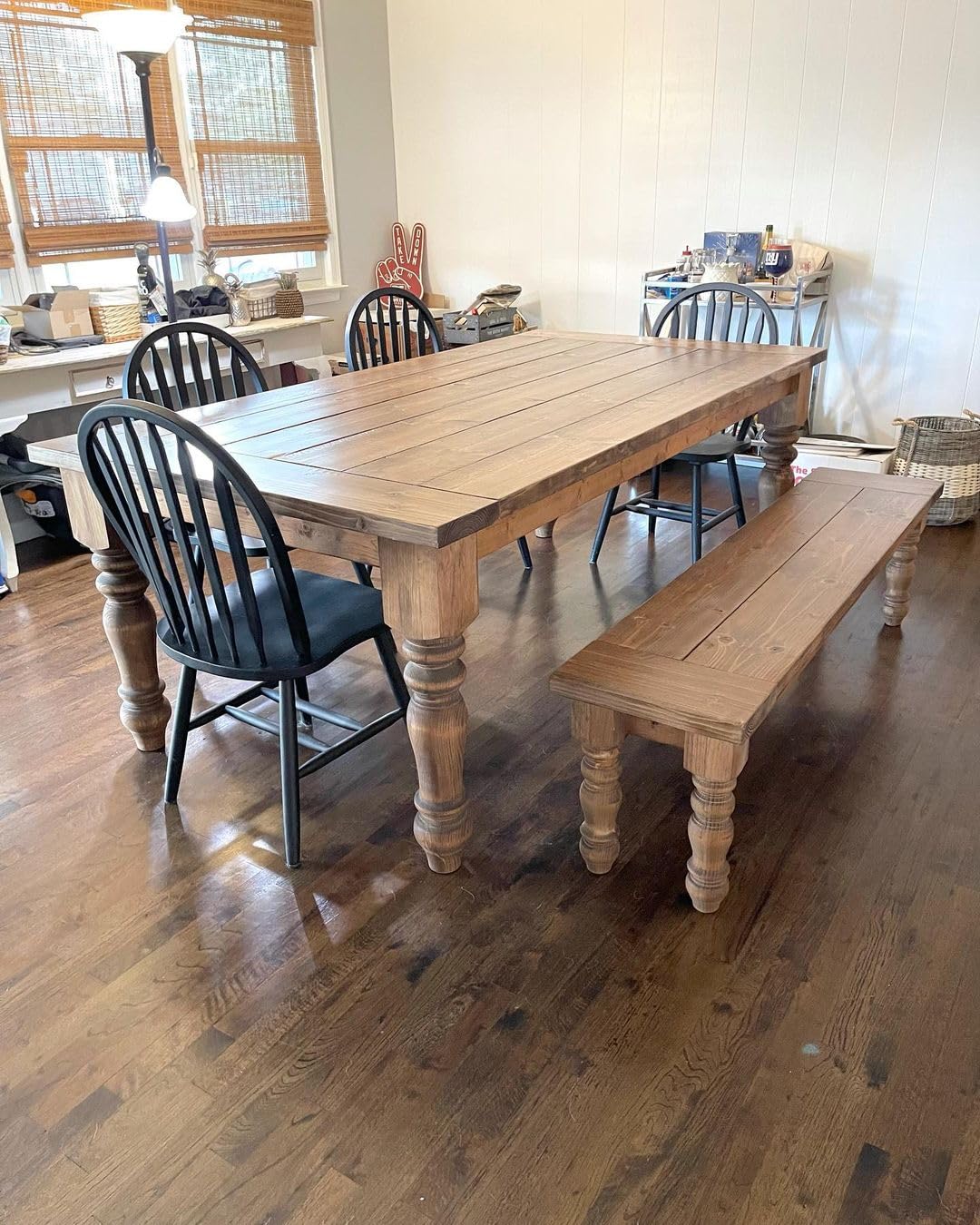Osborne Husky Farm Dining Table Legs - Set of 4 Unfinished Pine Wood Turned Legs, Sanded & Ready for Staining - Durable Replacement Legs for Dining Tables, Desks & DIY Furniture Projects - Perfect for Home Office, Kitchen Renovation & Farmhouse Decor