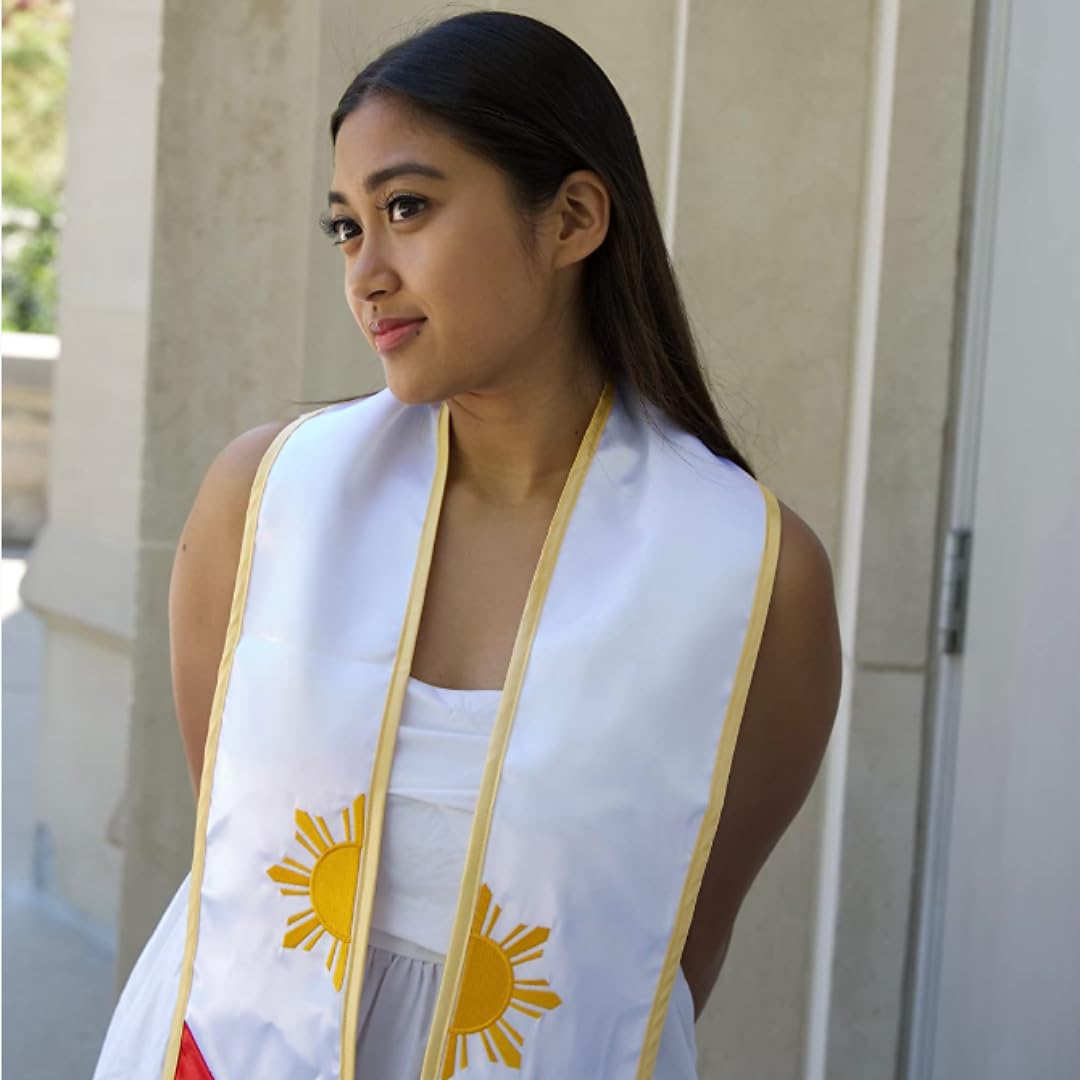 USA & International Graduation Sash Stole - 72 Inch Two Flag Design for Graduation Ceremonies & Academic Events