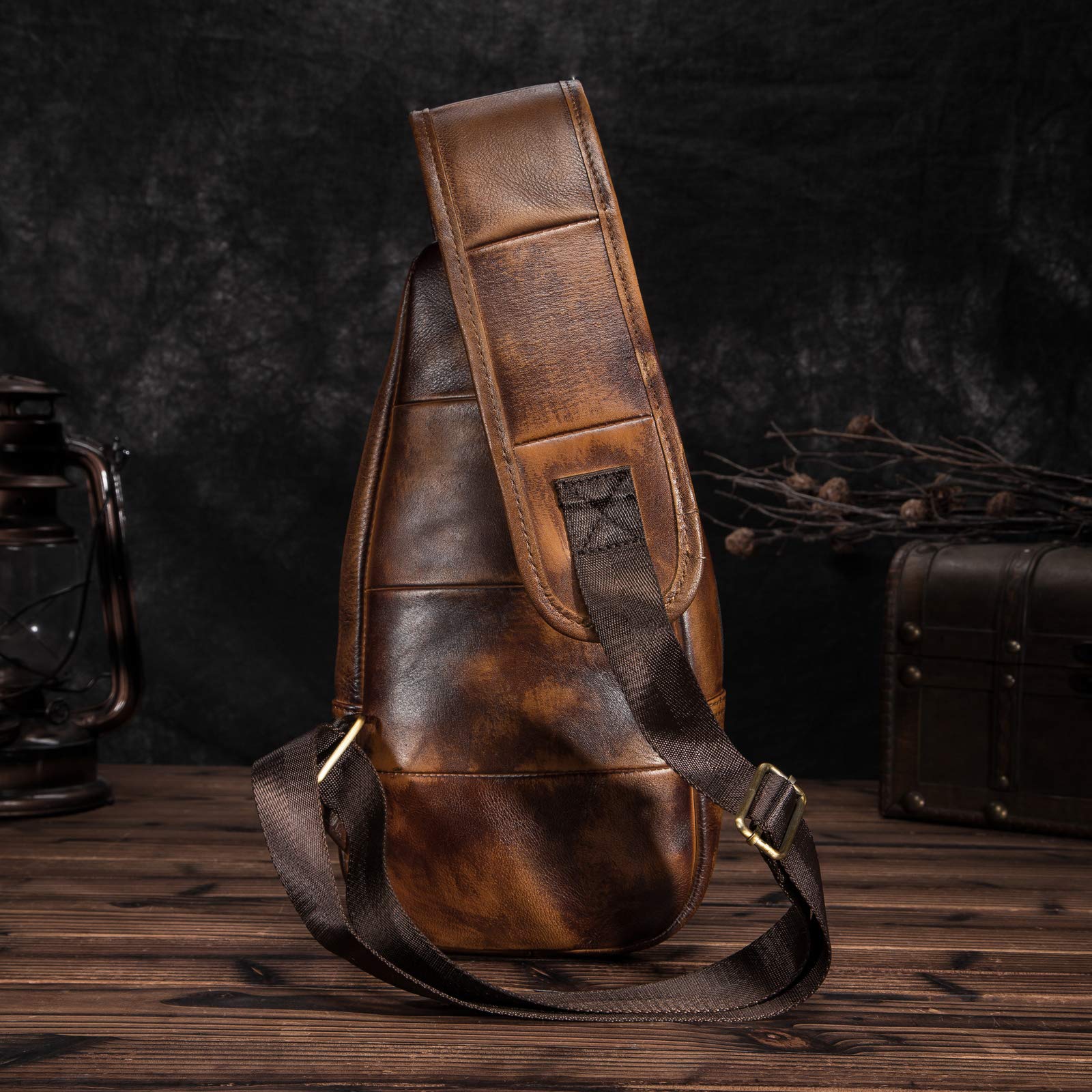 **Le'aokuu Men's Leather Crossbody Sling Bag - Stylish Casual Chest Bag for Travel, Hiking & Daily Use - Designer Shoulder Strap Bag 8015**    *Perfect for outdoor adventures, commuting, or casual outings - a versatile and fashionable accessory for men.*