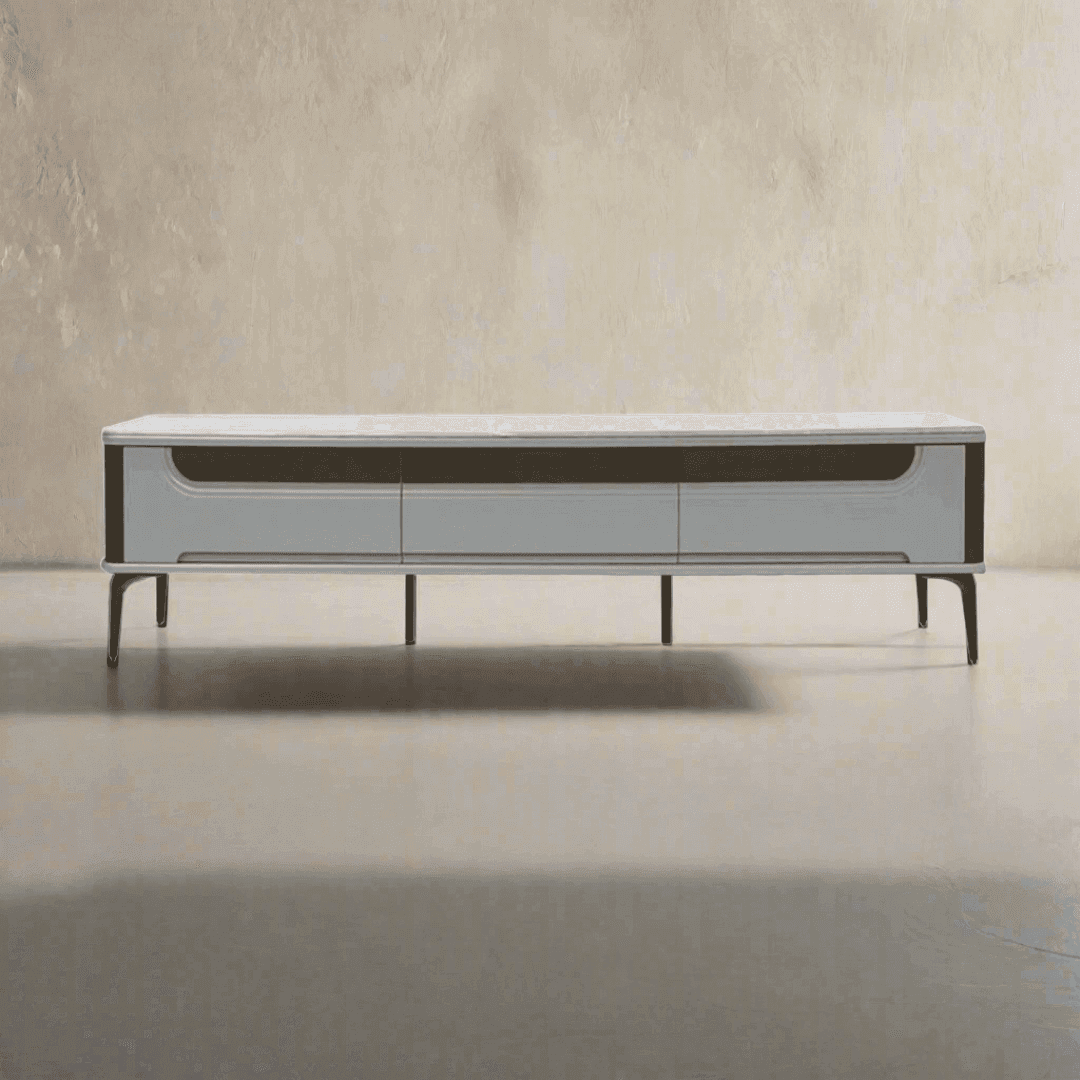 Mila Modern TV Stand with Jade Stone Top - 200cm Wide Entertainment Center for Living Room, Bedroom & Home Theater