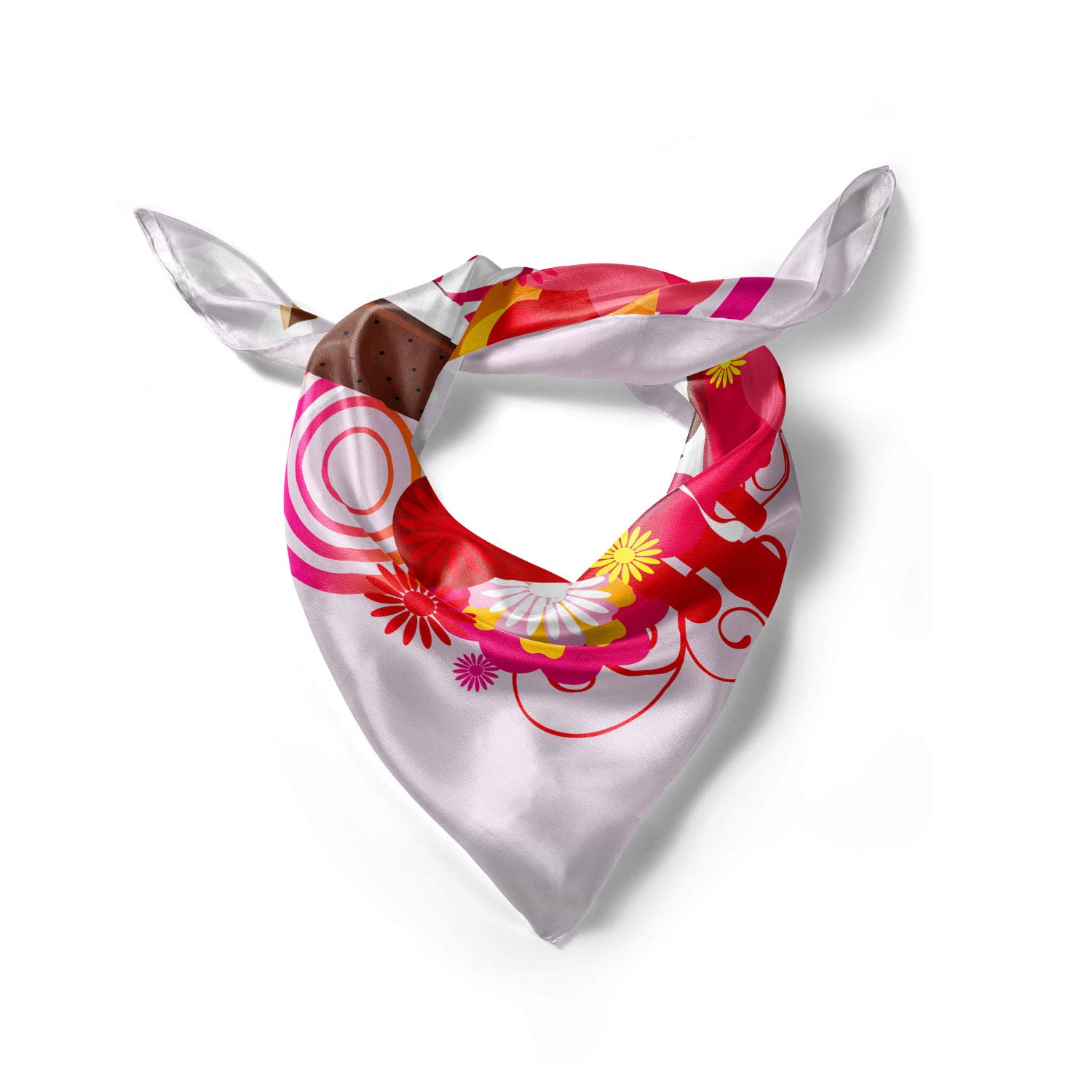 Ambesonne Ice Cream Head Scarf - Floral Desert Print Hair Wrap for Women, Beach, Pool, Yoga & Summer Fashion Accessory