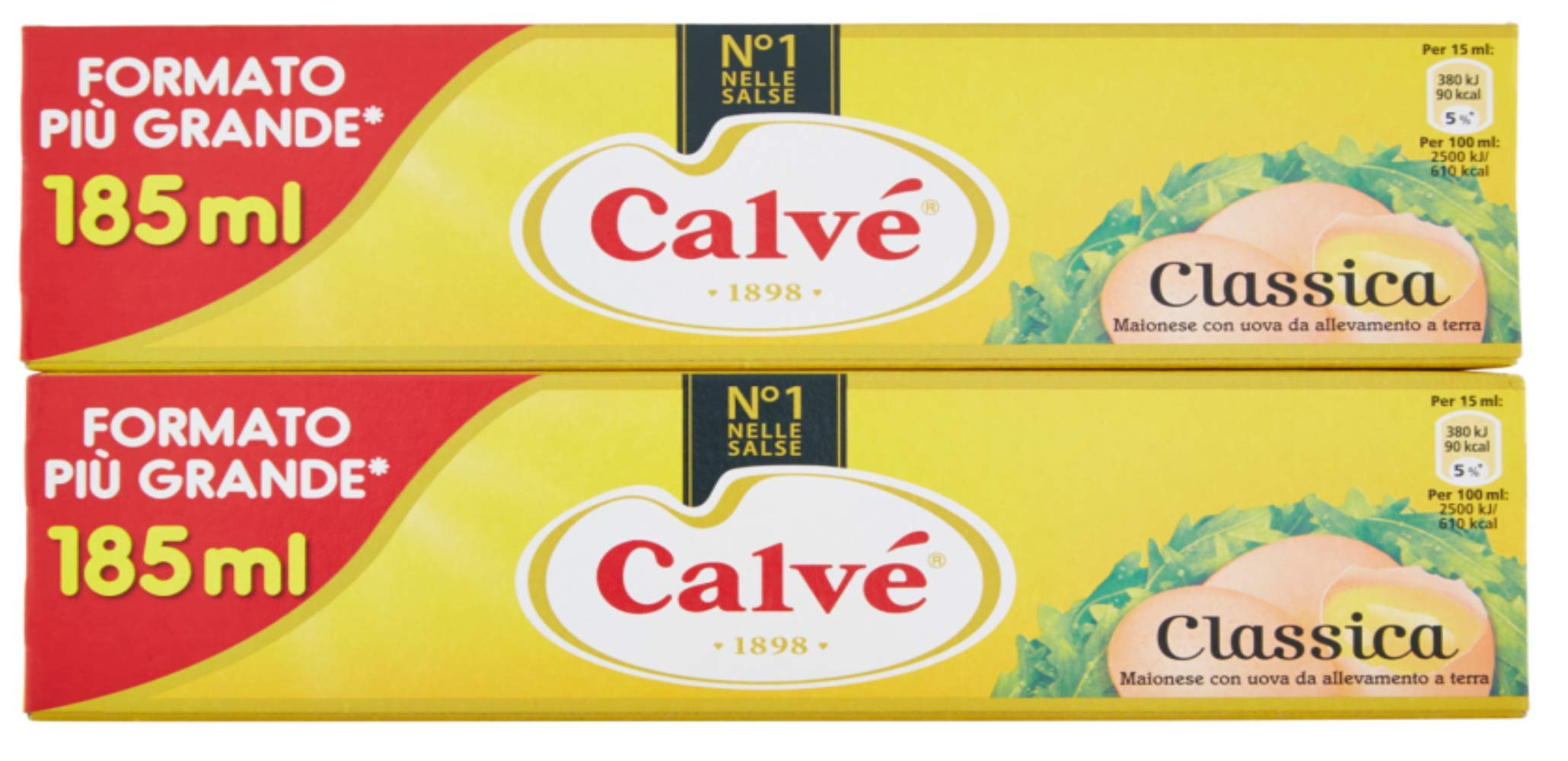 Calvé Classica Gluten-Free Italian Mayonnaise 185ml (Pack of 2) - Authentic Imported Italian Mayo for Sandwiches, Salads & Dips