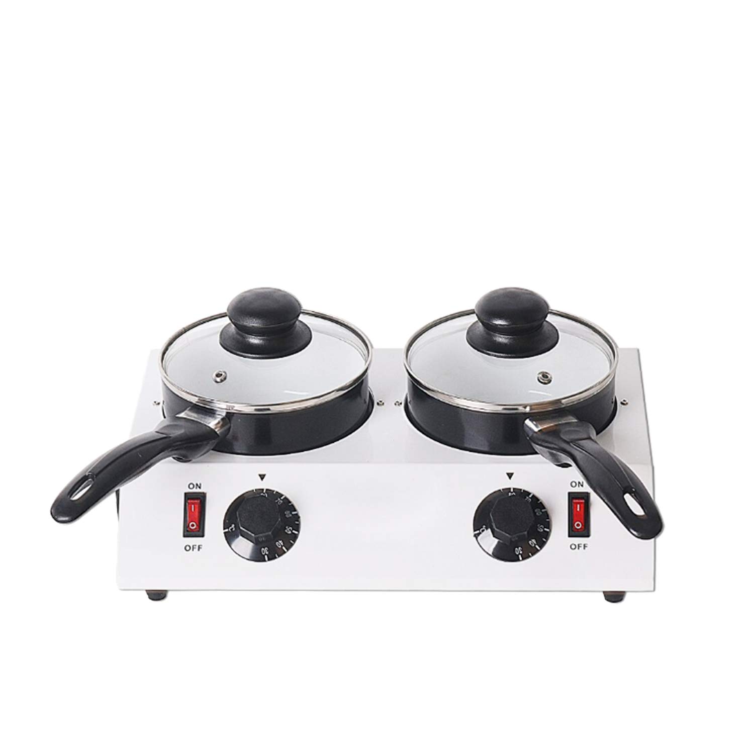Electric Chocolate Melter Machine - 4.4lbs Double Pot Hot Chocolate Warmer & Tempering Device for Candy Making, Baking & Dessert Decorating (White) - Perfect for Bakeries, Cafes & Home Kitchens