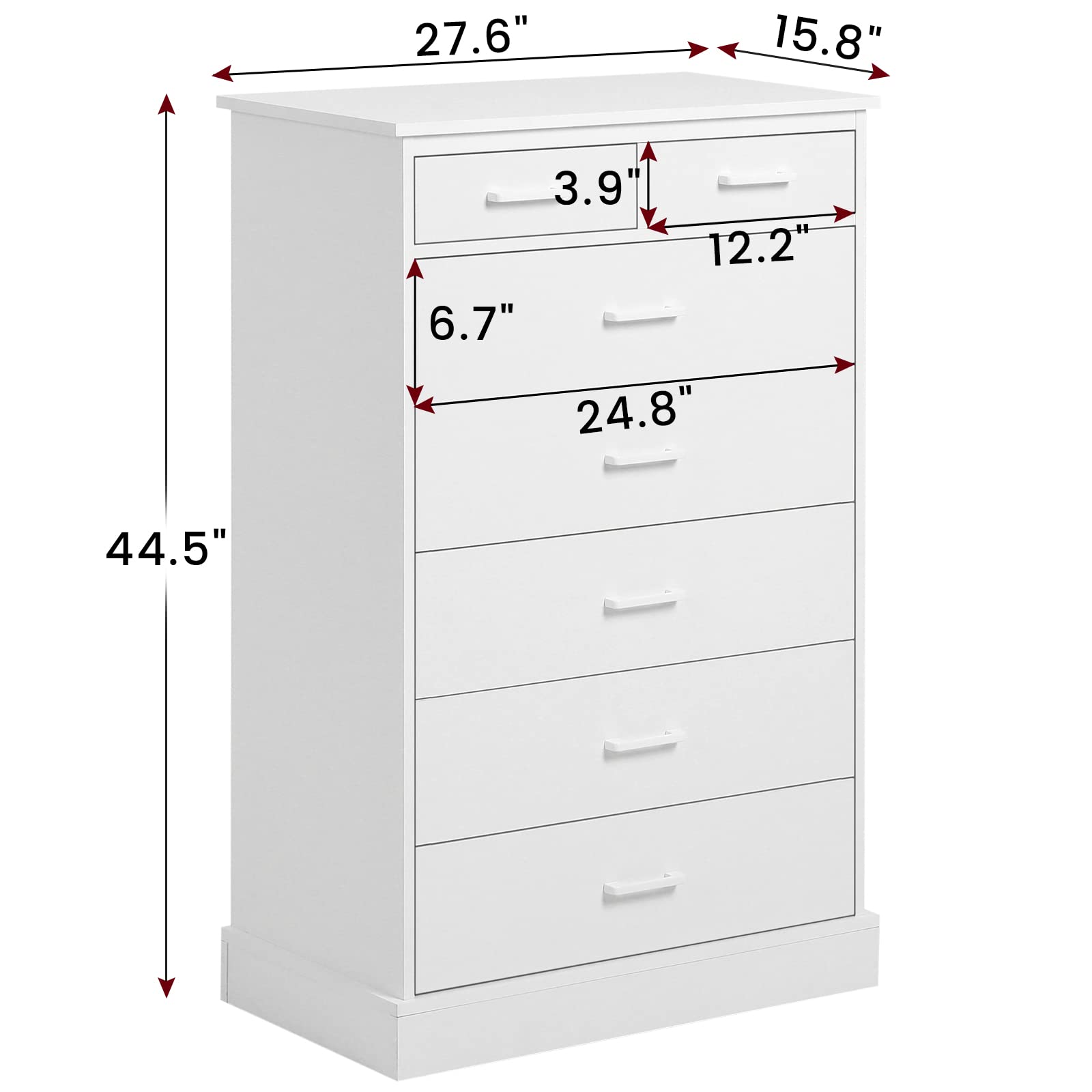 Hasuit White 7-Drawer Tall Dresser for Bedroom - Solid Wood Storage Cabinet with Sturdy Base, Large Clothes Organizer Tower - Perfect for Closet, Living Room & Hallway Organization (Bedroom Furniture, Home Storage Solution)