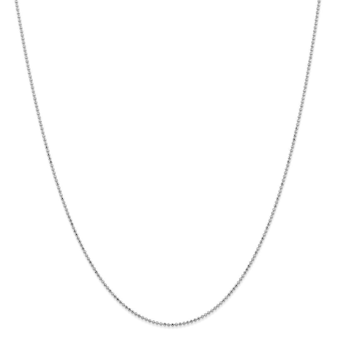 14K White Gold 1.2mm Beaded Pendant Chain Necklace - 16 Inch Charm Ball Beaded Fine Jewelry for Women, Elegant Gift for Her | Perfect for Weddings, Anniversaries & Special Occasions