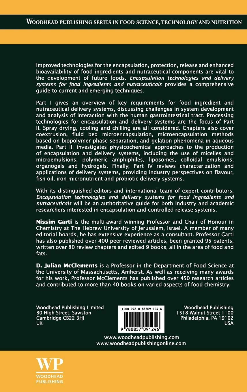 Encapsulation Technologies & Delivery Systems for Food Ingredients & Nutraceuticals - Woodhead Food Science Series | Food Processing, Supplement Manufacturing & Pharmaceutical Applications