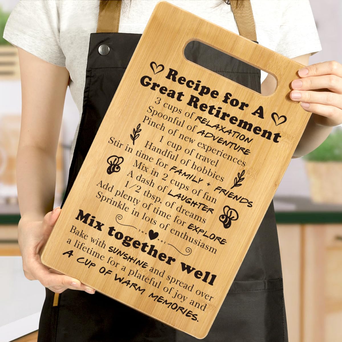 Personalized Retirement Gift for Women 2025 - Unique Going Away & Farewell Gifts for Coworkers, Boss, Teacher, Nurse or Friend - Engraved Wooden Cutting Board for Retirees - Perfect Housewarming & Kitchen Gift for Retirement Parties
