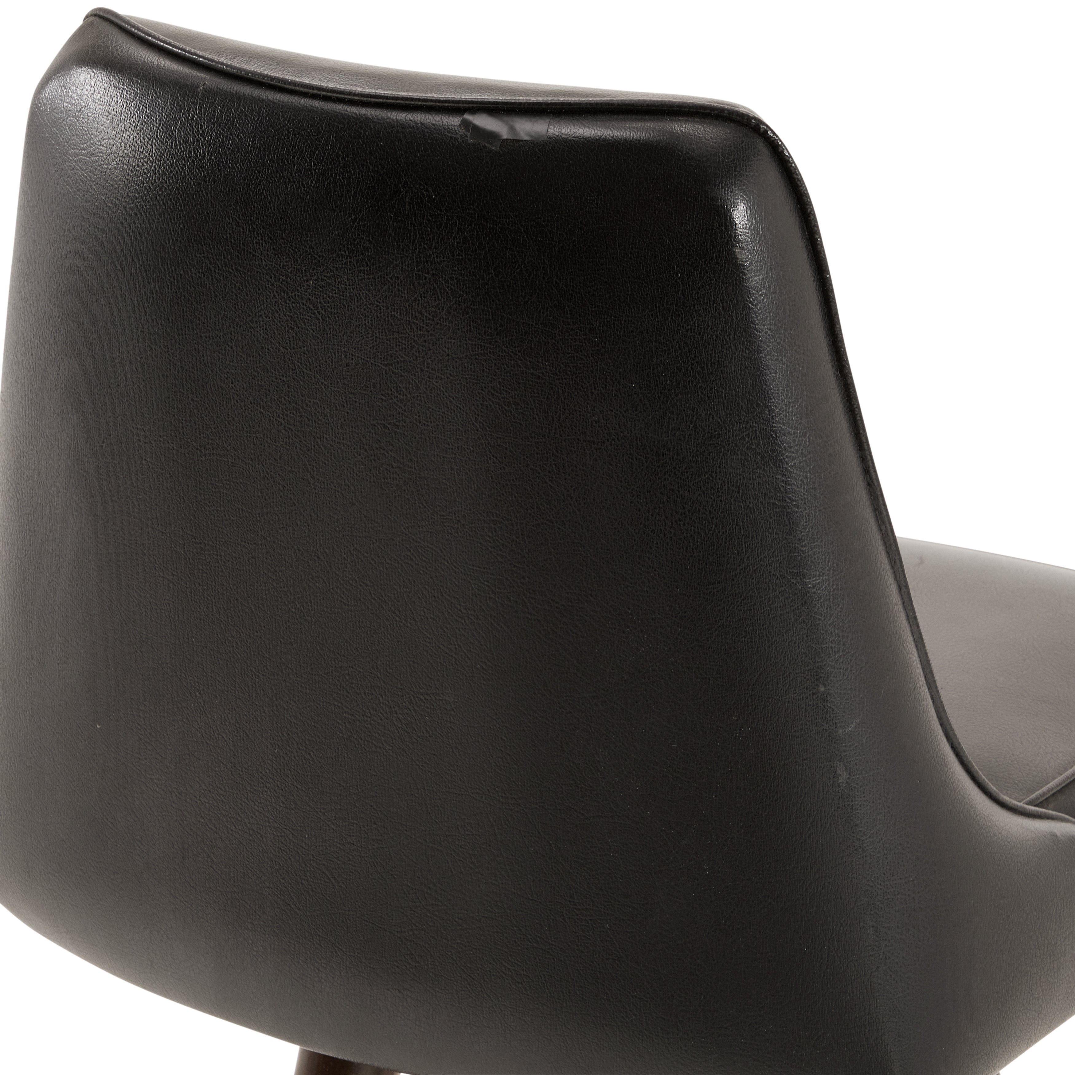 Premium Black Leather & Dark Wood Bar Stool - 24