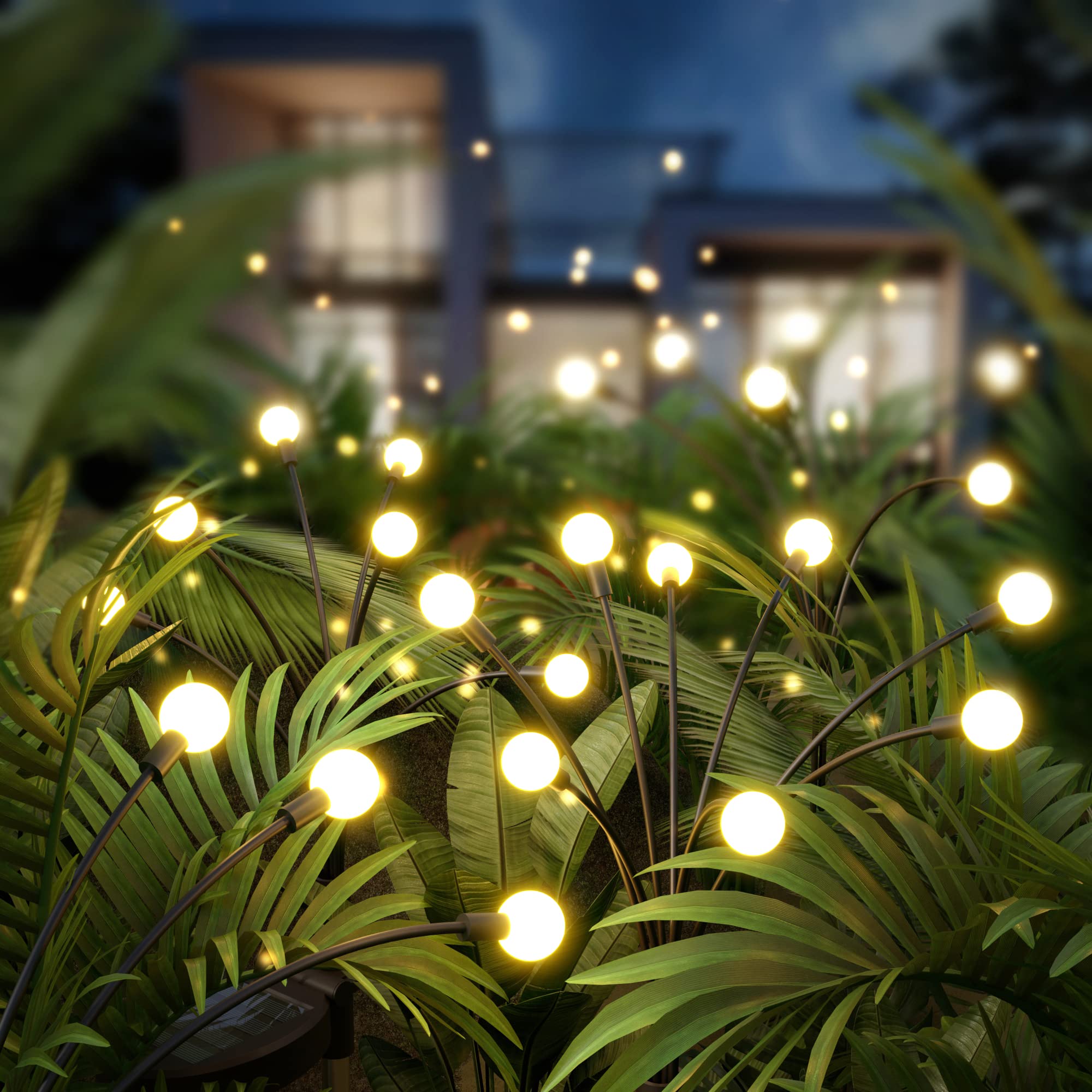 2-Pack 16 LED Solar Swaying Lights - Red Outdoor Garden String Lights for Patio, Yard, Pathway & Landscape Decoration | Weatherproof & Energy Efficient
