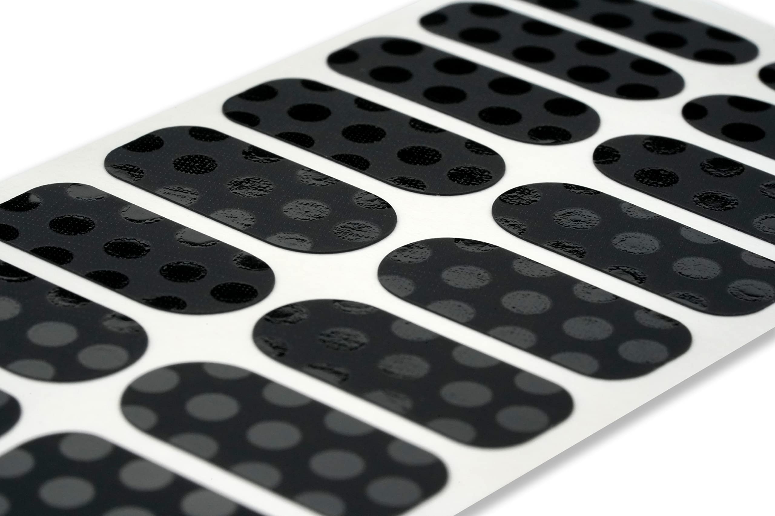 20 Exquisite Gel Nail Polish Strips with Application Accessories - No UV/LED Lamp Needed (Black Matte with Glossy Dots) | TOUGH GIRLS Nail Art Kit for DIY Manicures at Home, Parties, and Special Occasions