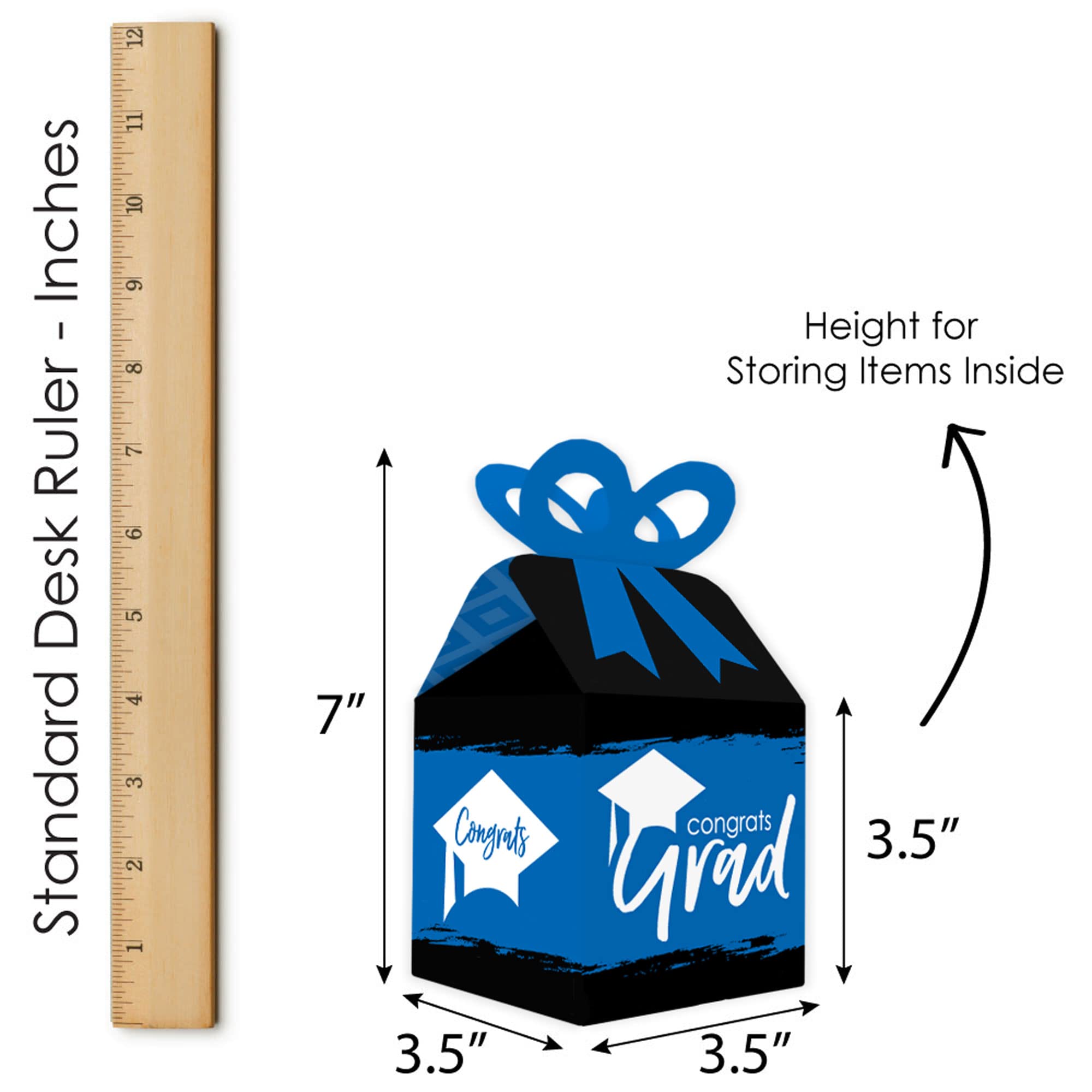 Best is Yet to Come Royal Blue Graduation Party Favor Boxes - Set of 12 Square Gift Boxes with Bows - Perfect for Graduation Decorations & Party Favors